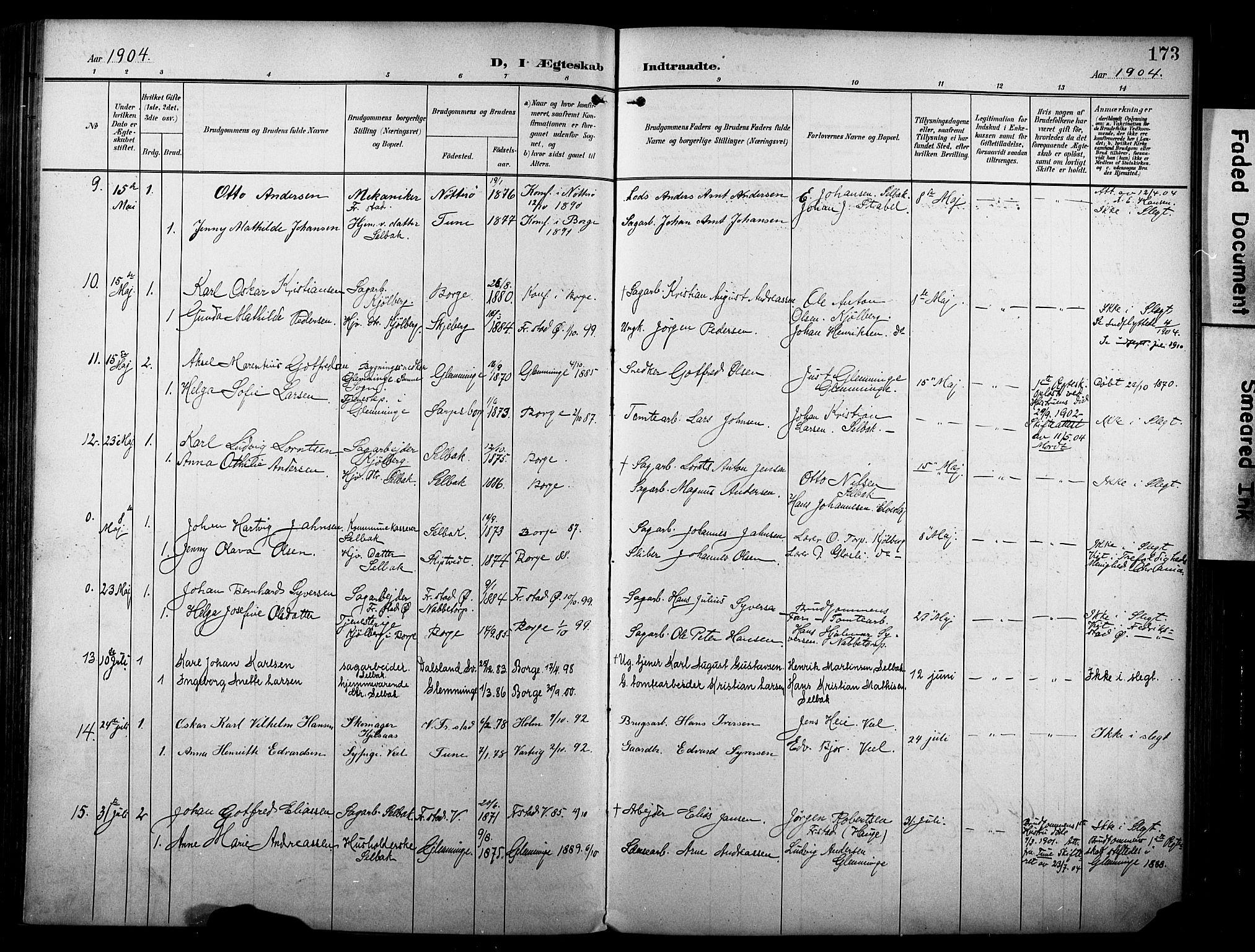 Borge prestekontor Kirkebøker, AV/SAO-A-10903/F/Fa/L0009: Parish register (official) no. I 9, 1902-1911, p. 173