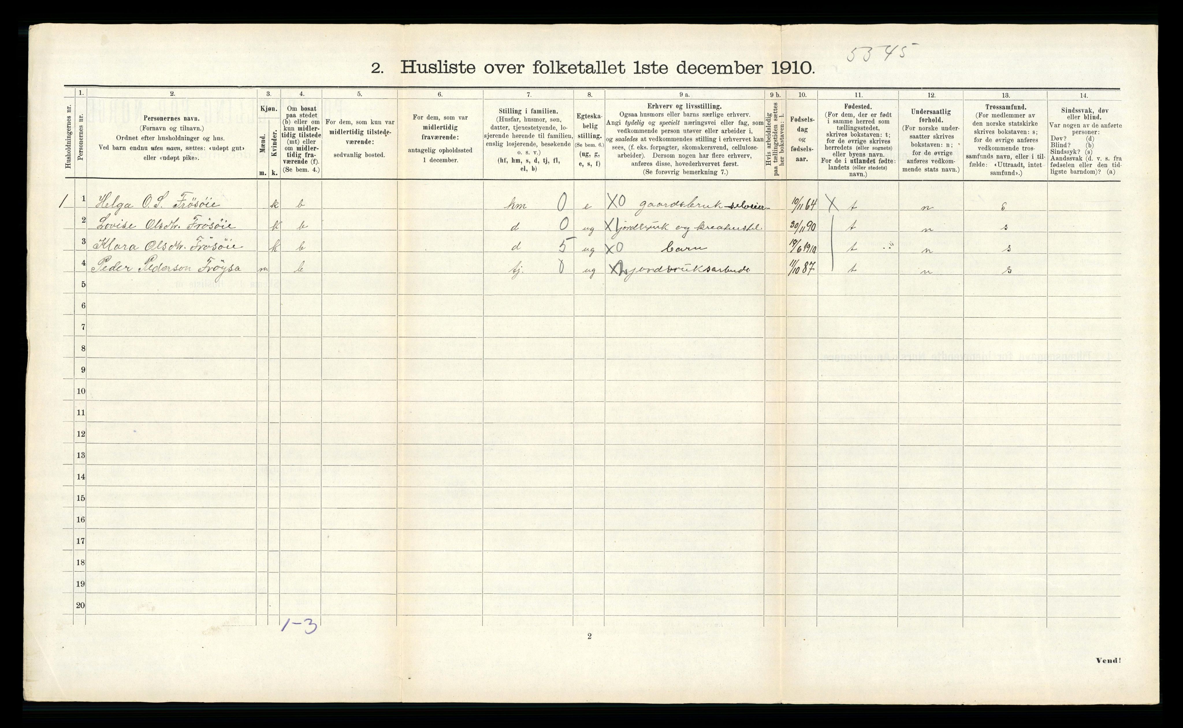 RA, 1910 census for Sunnylven, 1910, p. 207