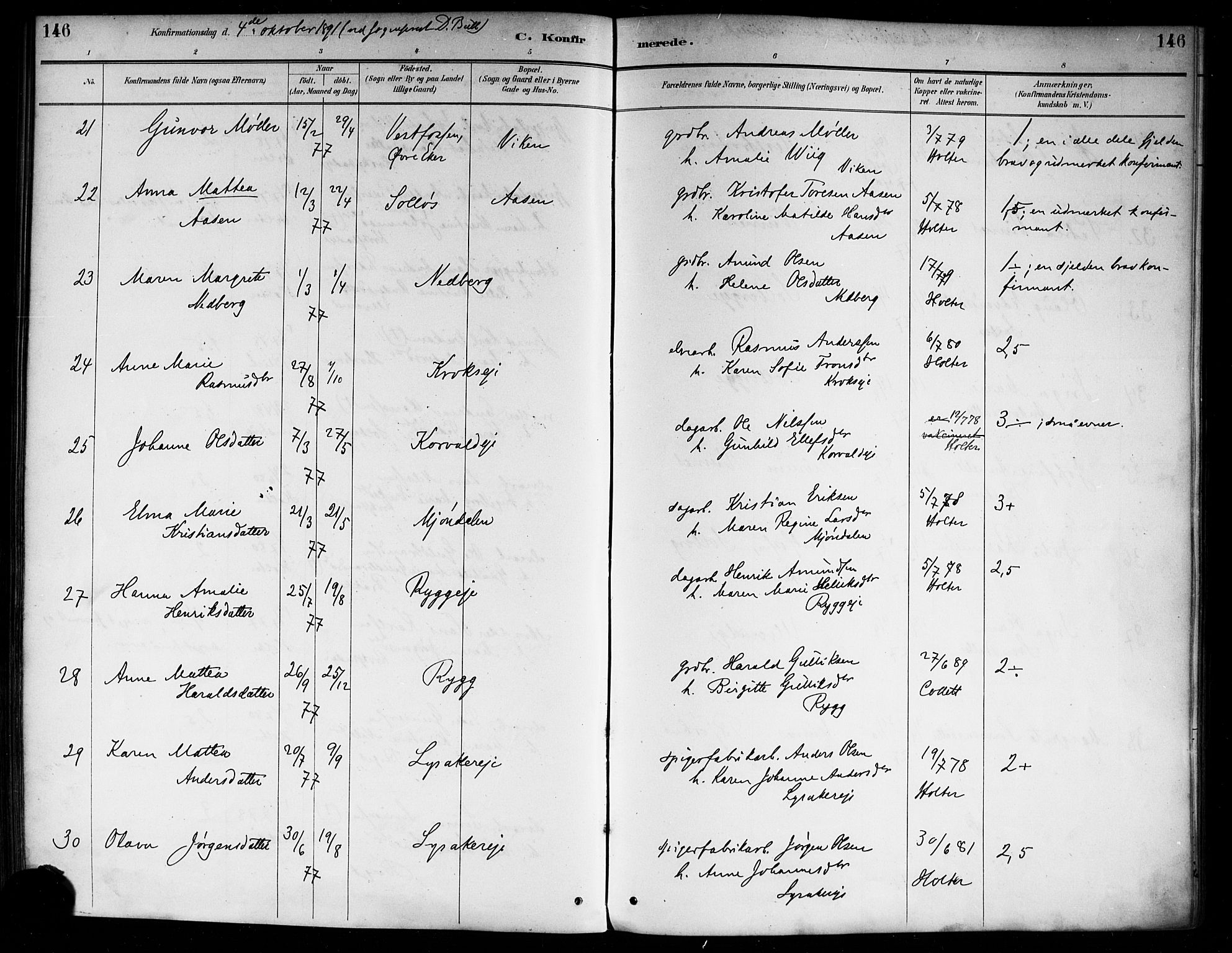 Nedre Eiker kirkebøker, SAKO/A-612/F/Fa/L0003: Parish register (official) no. 3, 1885-1892, p. 146