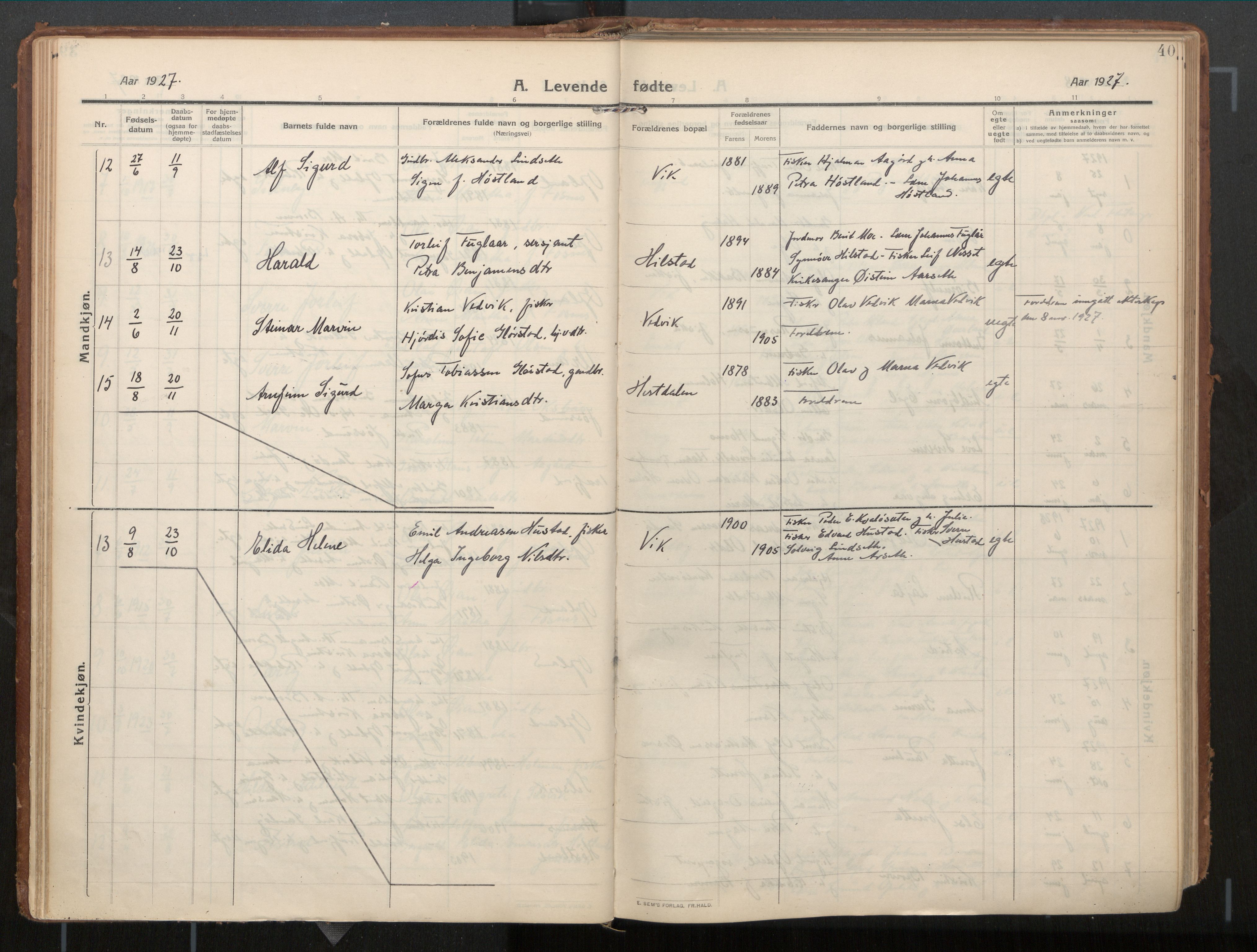 Ministerialprotokoller, klokkerbøker og fødselsregistre - Nord-Trøndelag, AV/SAT-A-1458/771/L0598: Parish register (official) no. 771A05, 1911-1937, p. 40