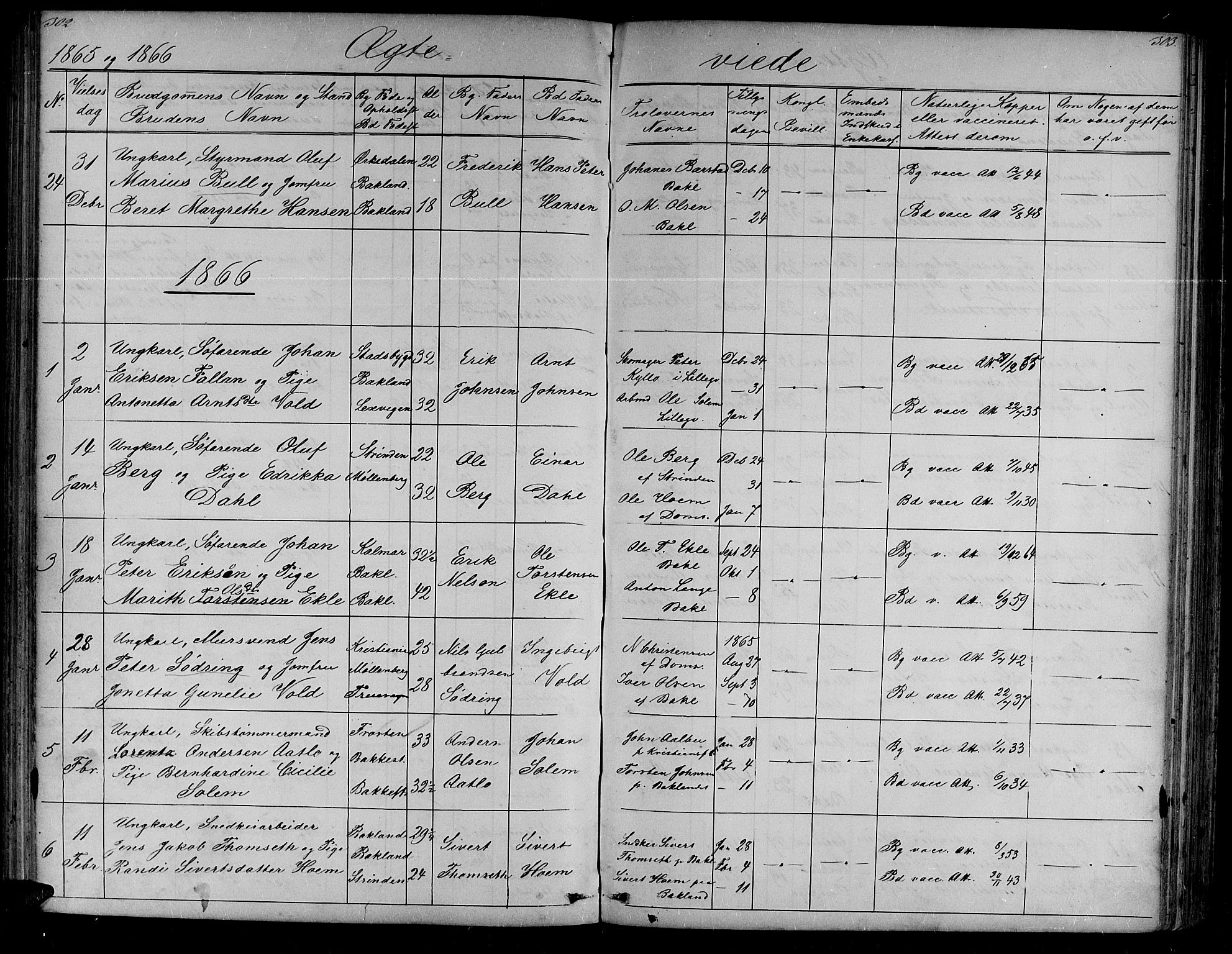 Ministerialprotokoller, klokkerbøker og fødselsregistre - Sør-Trøndelag, SAT/A-1456/604/L0219: Parish register (copy) no. 604C02, 1851-1869, p. 302-303