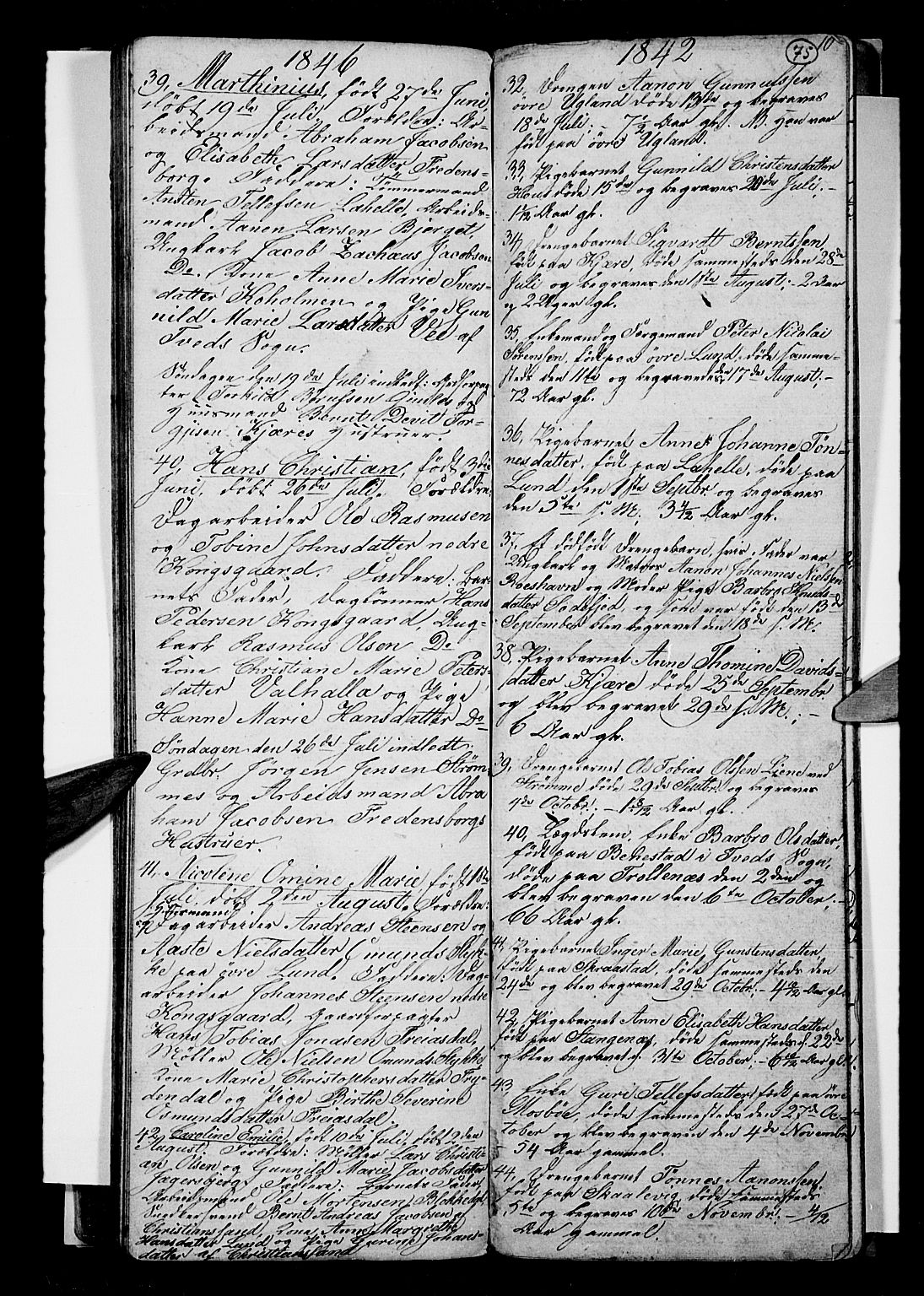 Oddernes sokneprestkontor, SAK/1111-0033/F/Fb/Fba/L0004: Parish register (copy) no. B 4, 1837-1846, p. 75