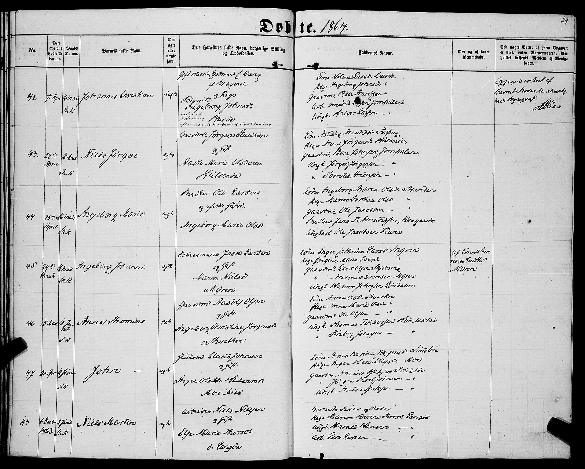 Sannidal kirkebøker, AV/SAKO-A-296/F/Fa/L0011: Parish register (official) no. 11, 1863-1873, p. 29