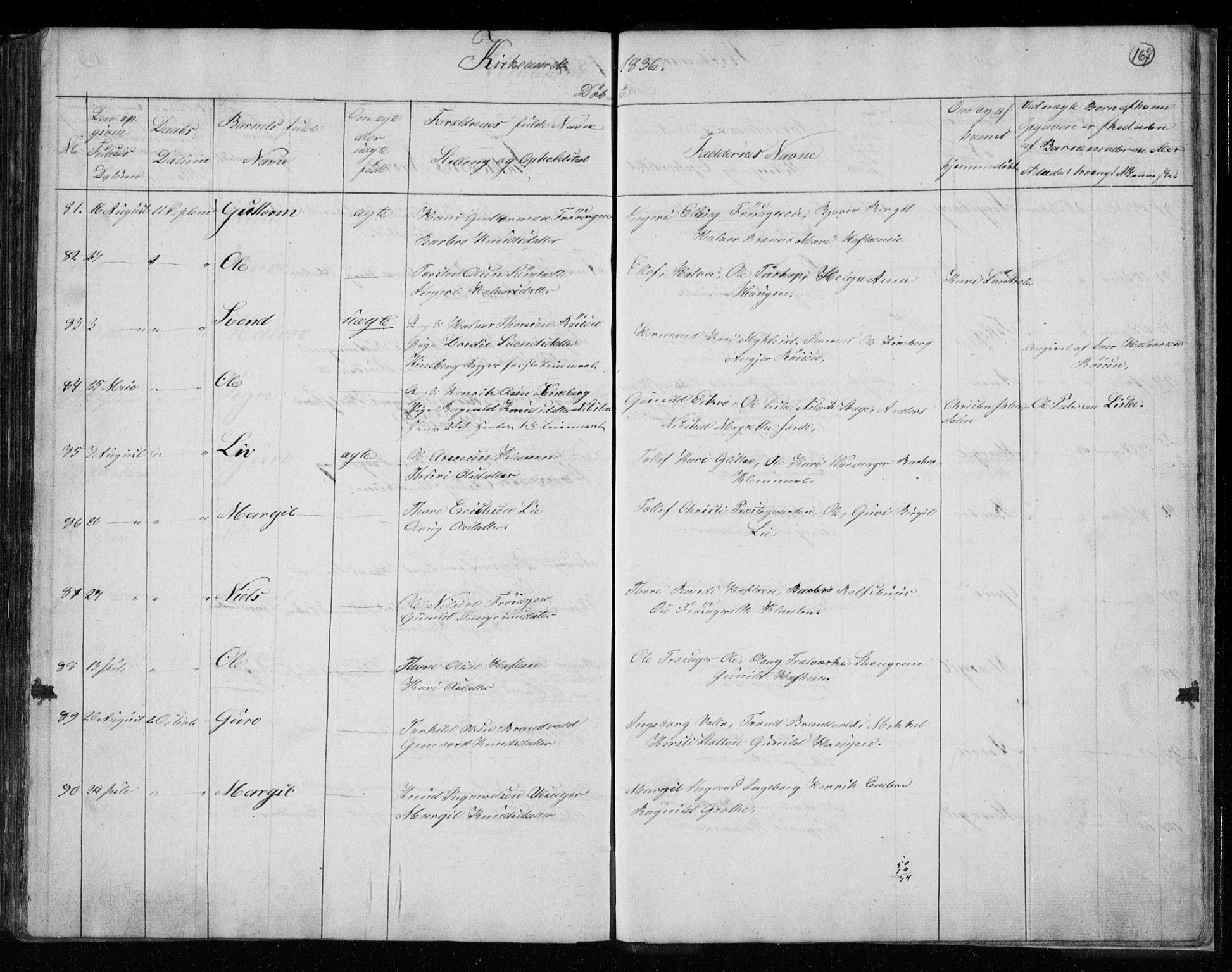 Gol kirkebøker, AV/SAKO-A-226/F/Fa/L0001: Parish register (official) no. I 1, 1821-1837, p. 167