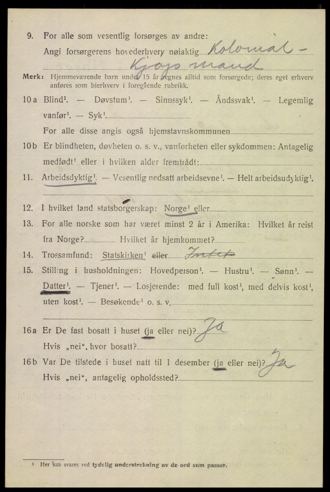 SAK, 1920 census for Arendal, 1920, p. 20821