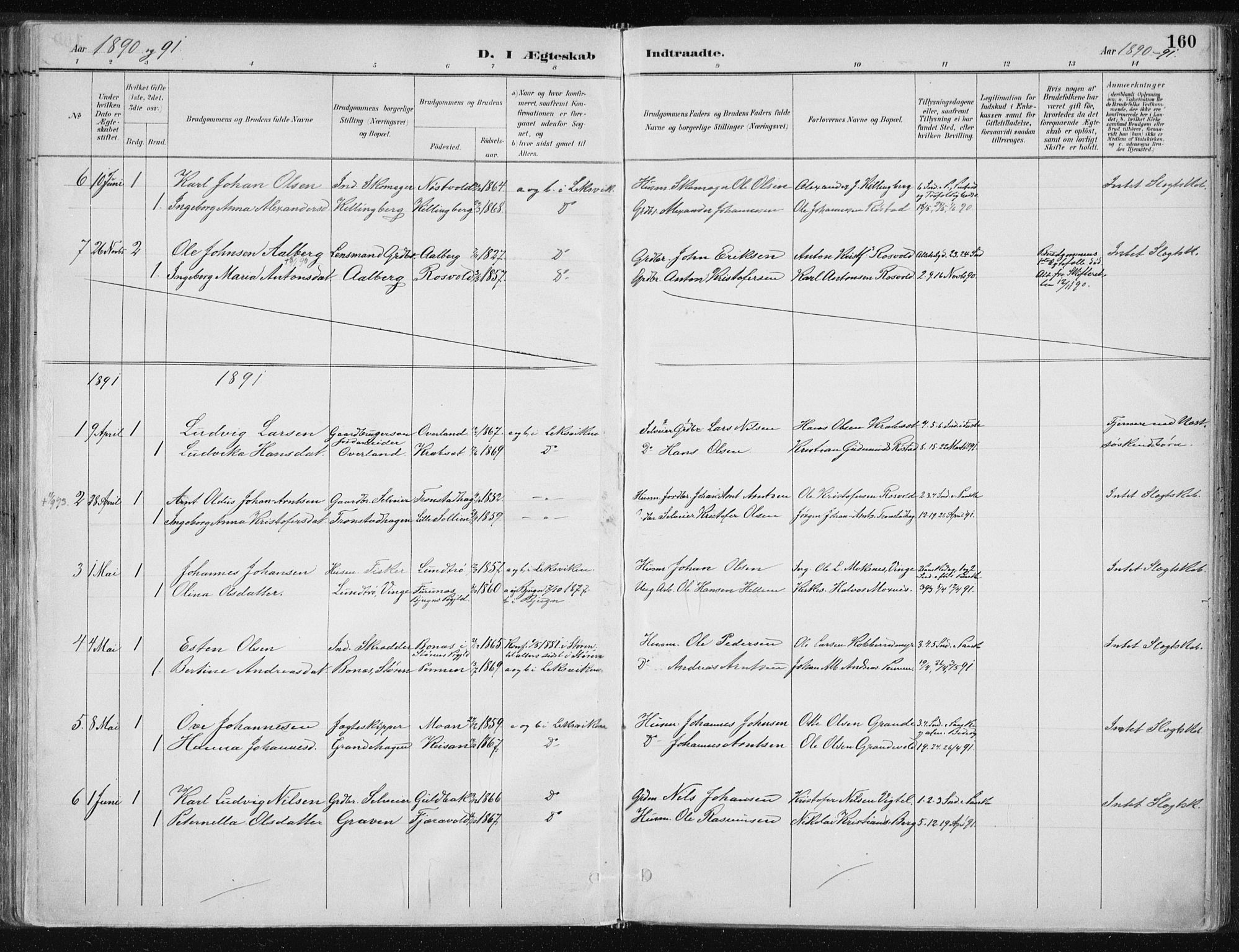 Ministerialprotokoller, klokkerbøker og fødselsregistre - Nord-Trøndelag, AV/SAT-A-1458/701/L0010: Parish register (official) no. 701A10, 1883-1899, p. 160