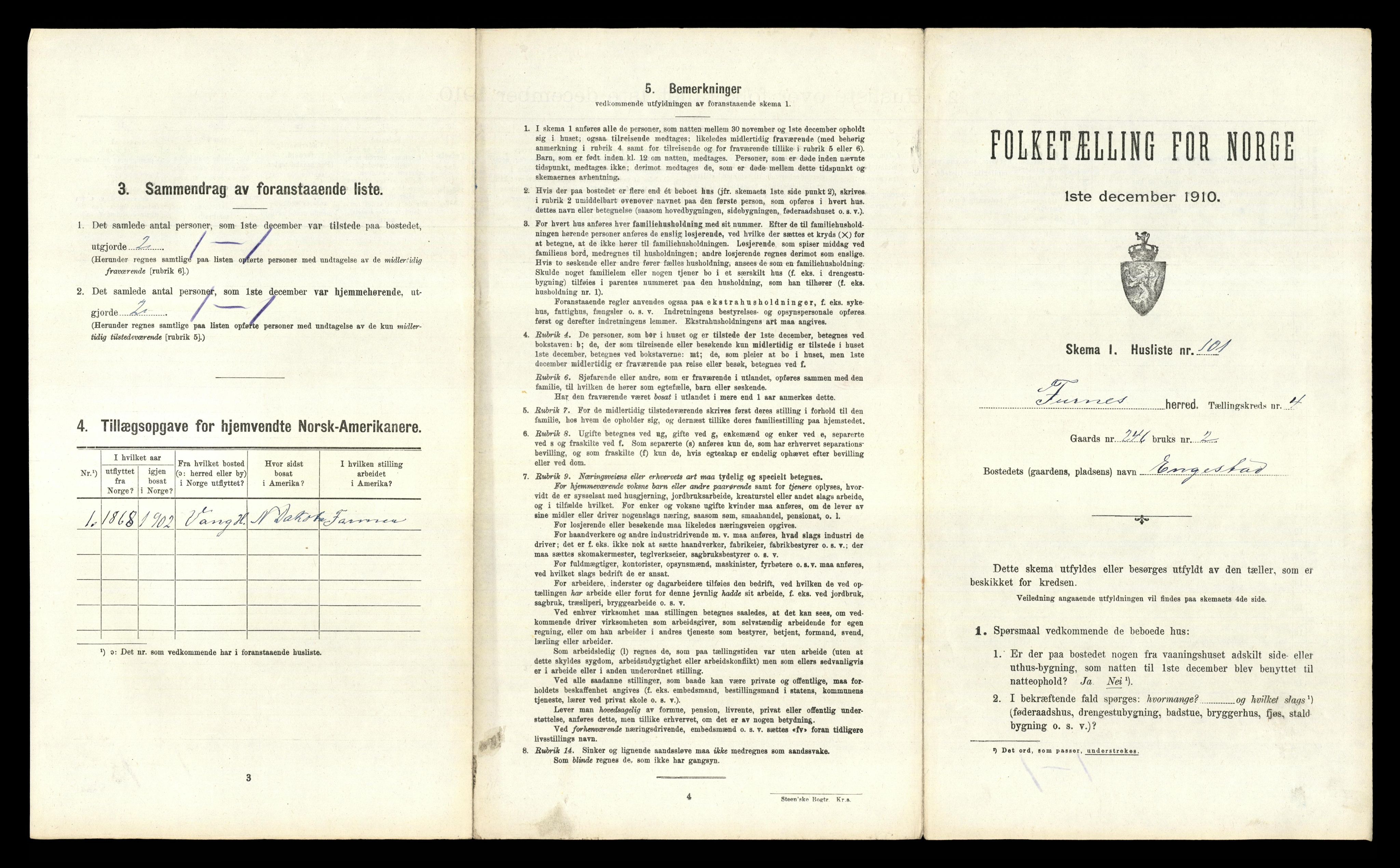 RA, 1910 census for Furnes, 1910, p. 946