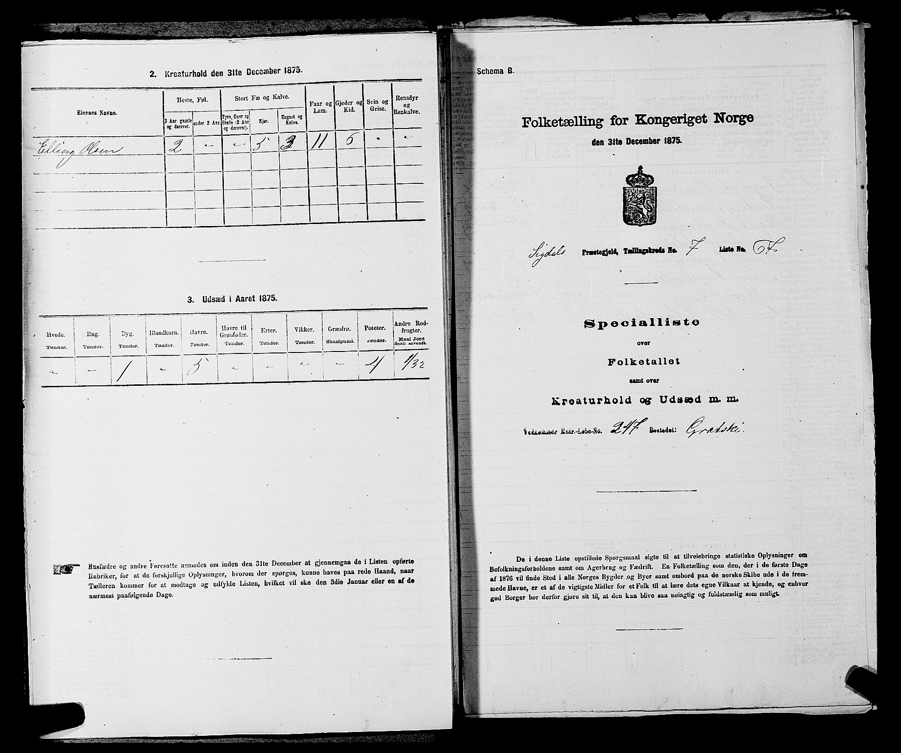 SAKO, 1875 census for 0621P Sigdal, 1875, p. 1130