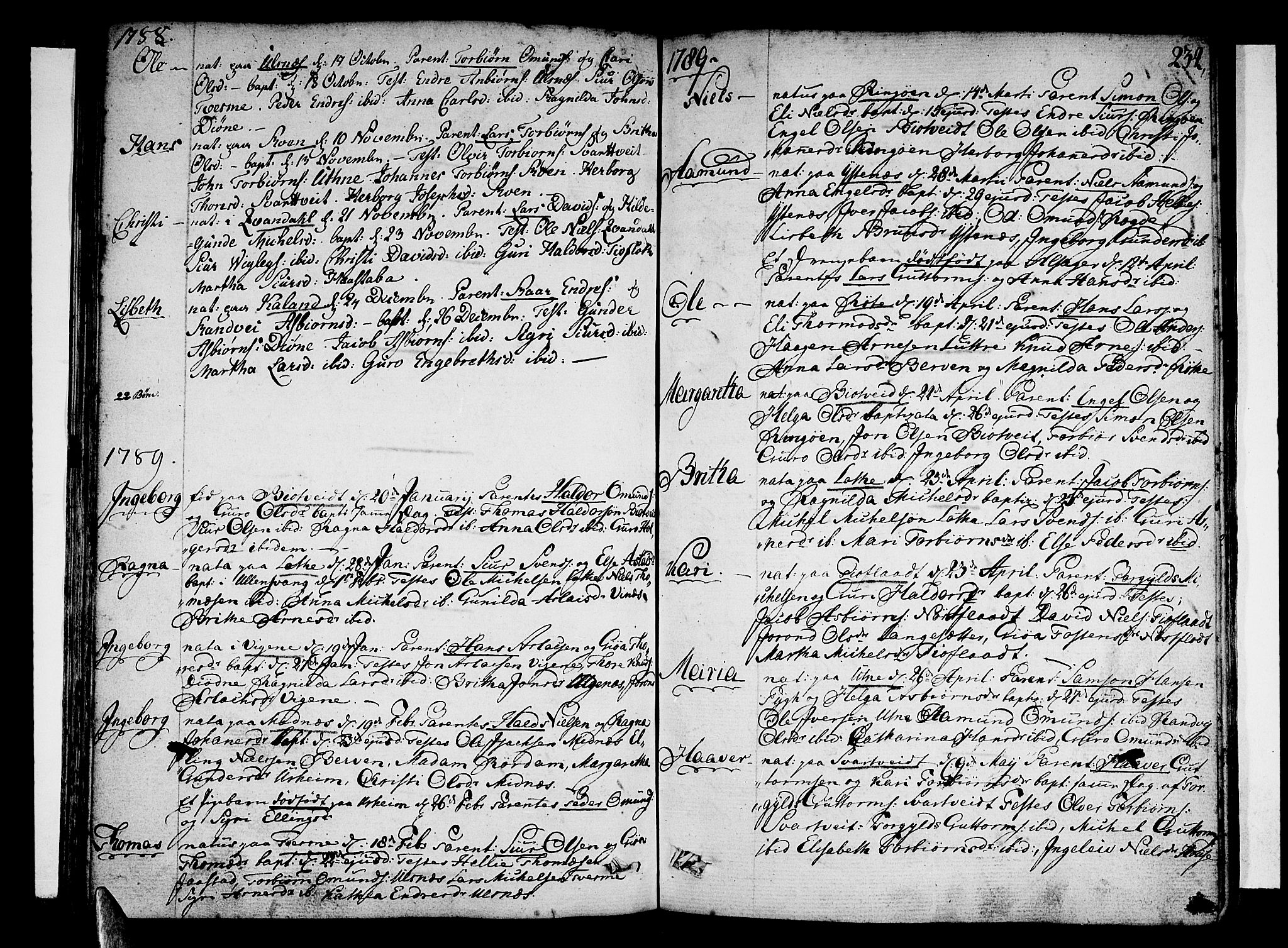 Ullensvang sokneprestembete, AV/SAB-A-78701/H/Haa: Parish register (official) no. A 7 /2, 1788-1804, p. 233-234