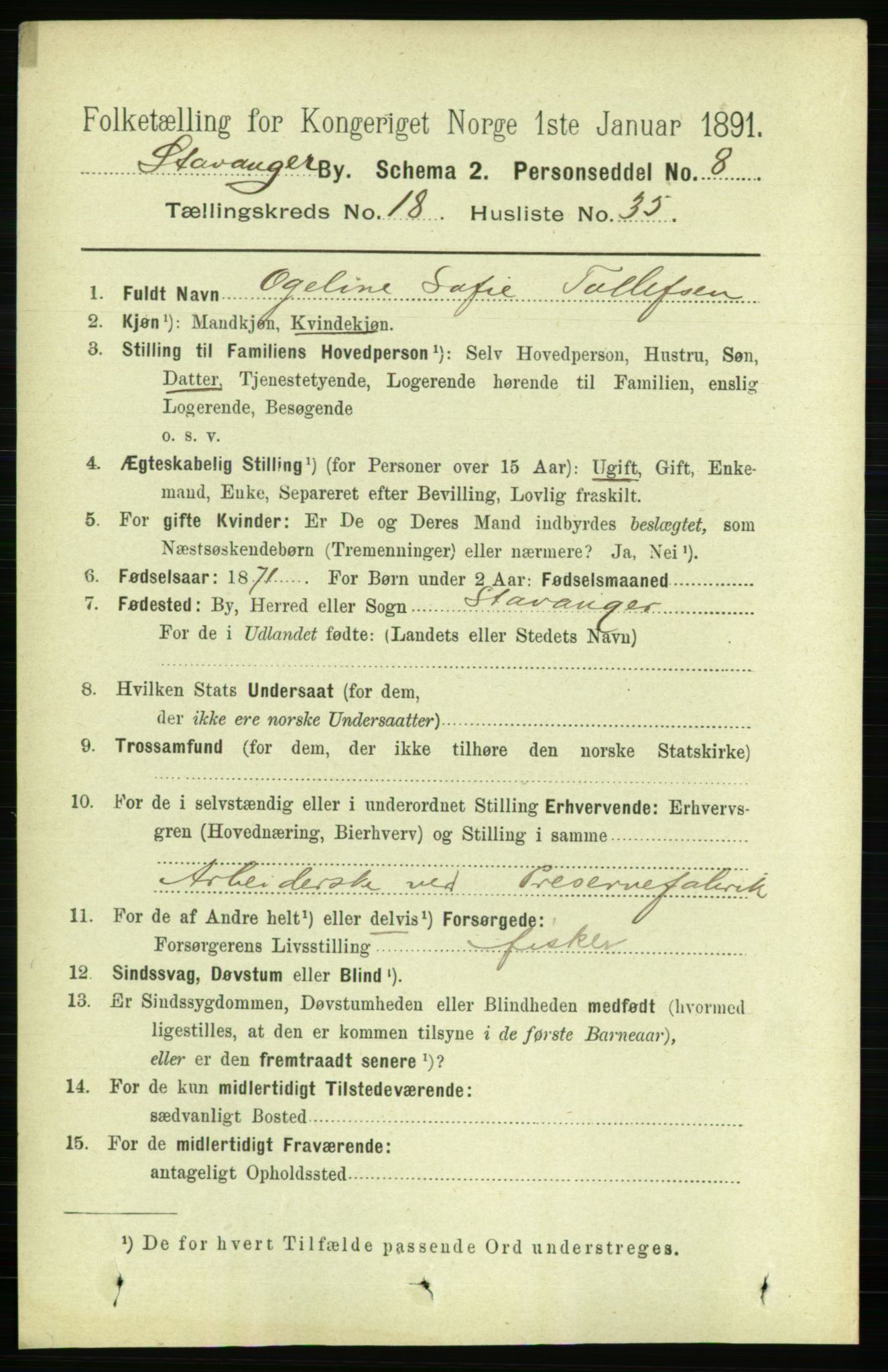 RA, 1891 census for 1103 Stavanger, 1891, p. 21712