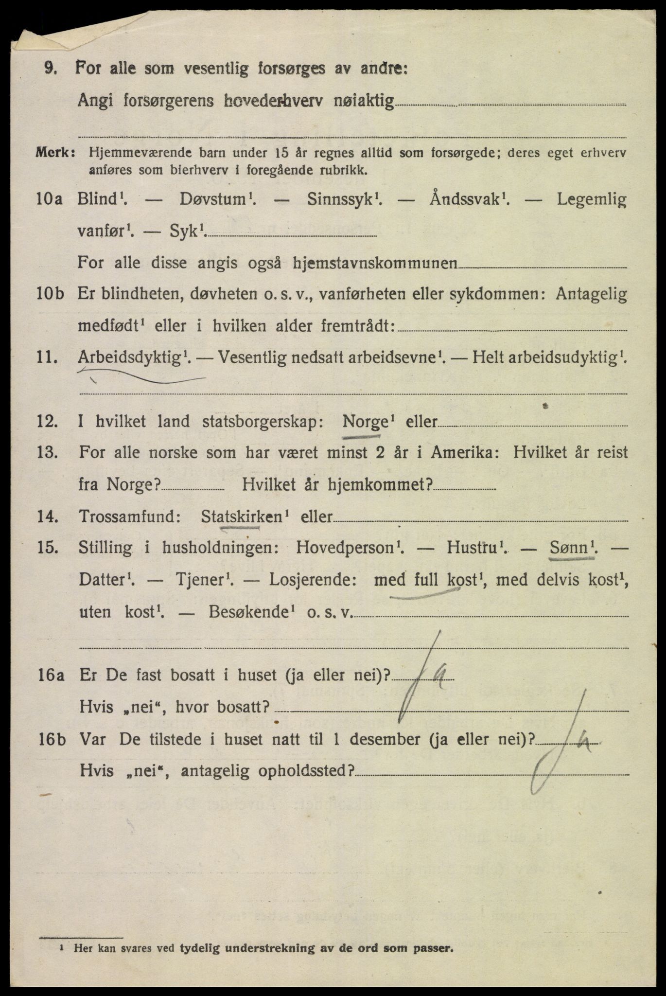 SAK, 1920 census for Åseral, 1920, p. 2033