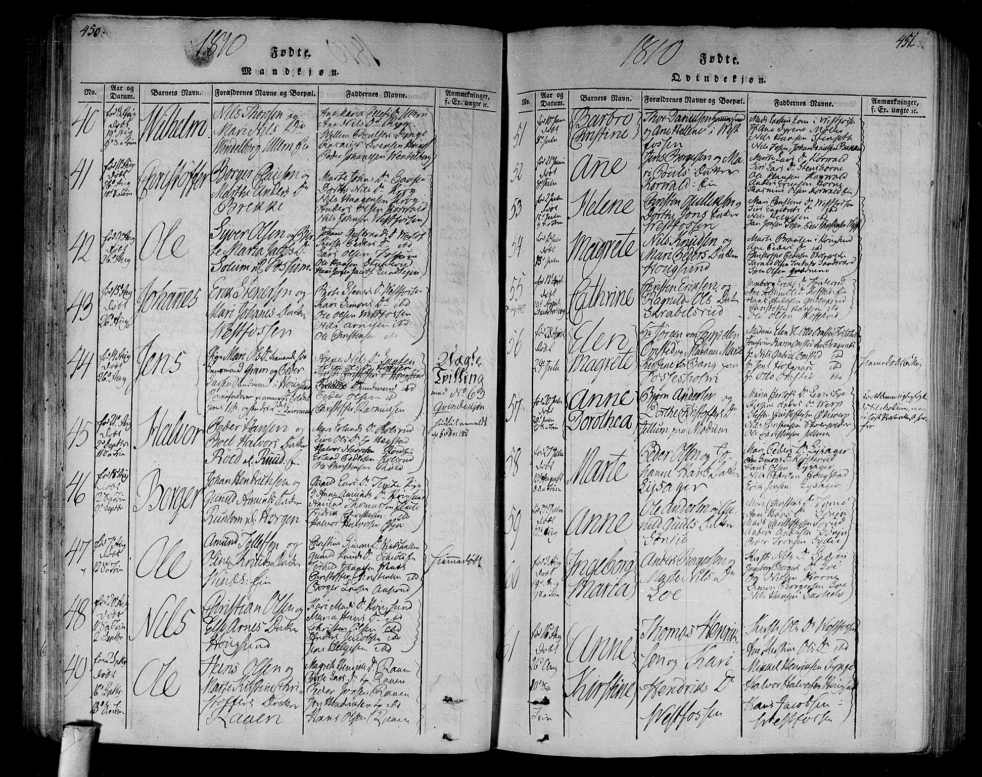 Eiker kirkebøker, AV/SAKO-A-4/F/Fa/L0010: Parish register (official) no. I 10, 1806-1815, p. 450-451