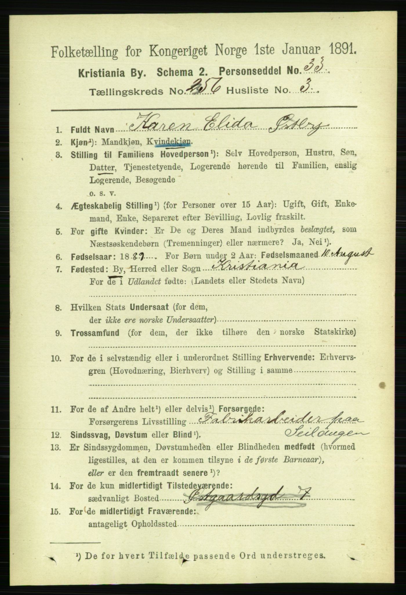 RA, 1891 census for 0301 Kristiania, 1891, p. 155808