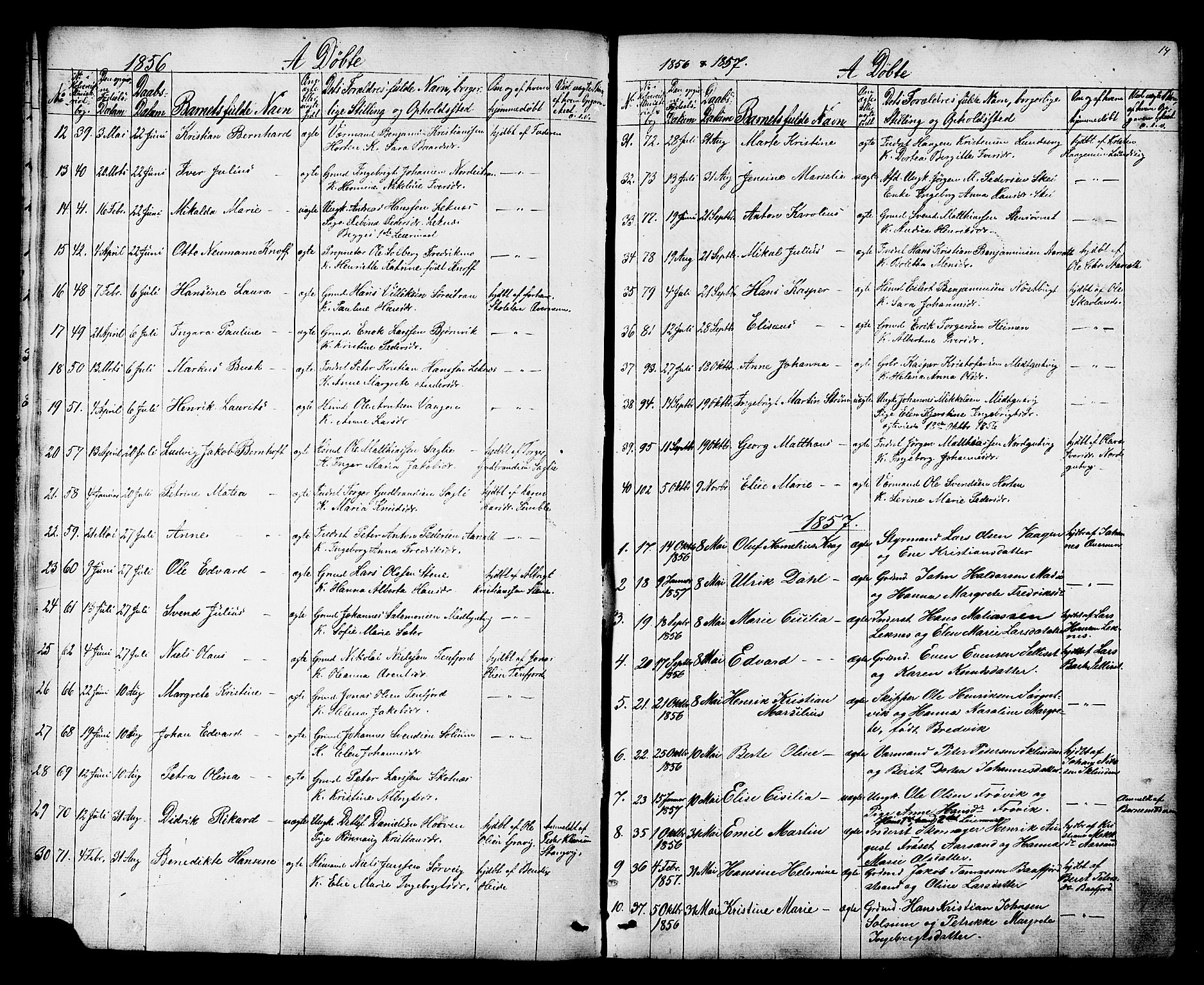 Ministerialprotokoller, klokkerbøker og fødselsregistre - Nord-Trøndelag, SAT/A-1458/788/L0695: Parish register (official) no. 788A02, 1843-1862, p. 14