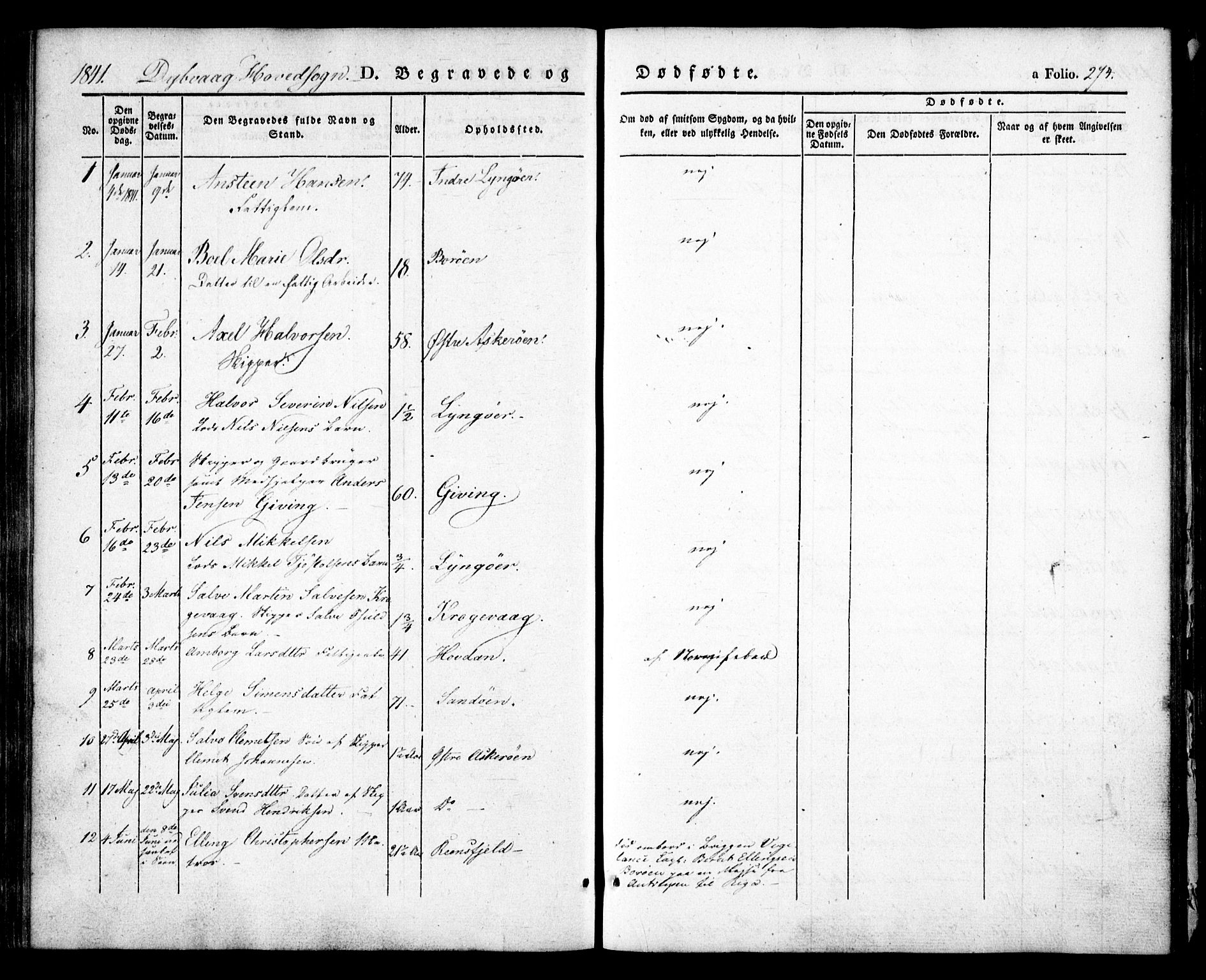 Dypvåg sokneprestkontor, SAK/1111-0007/F/Fa/Faa/L0005: Parish register (official) no. A 5, 1841-1854, p. 274