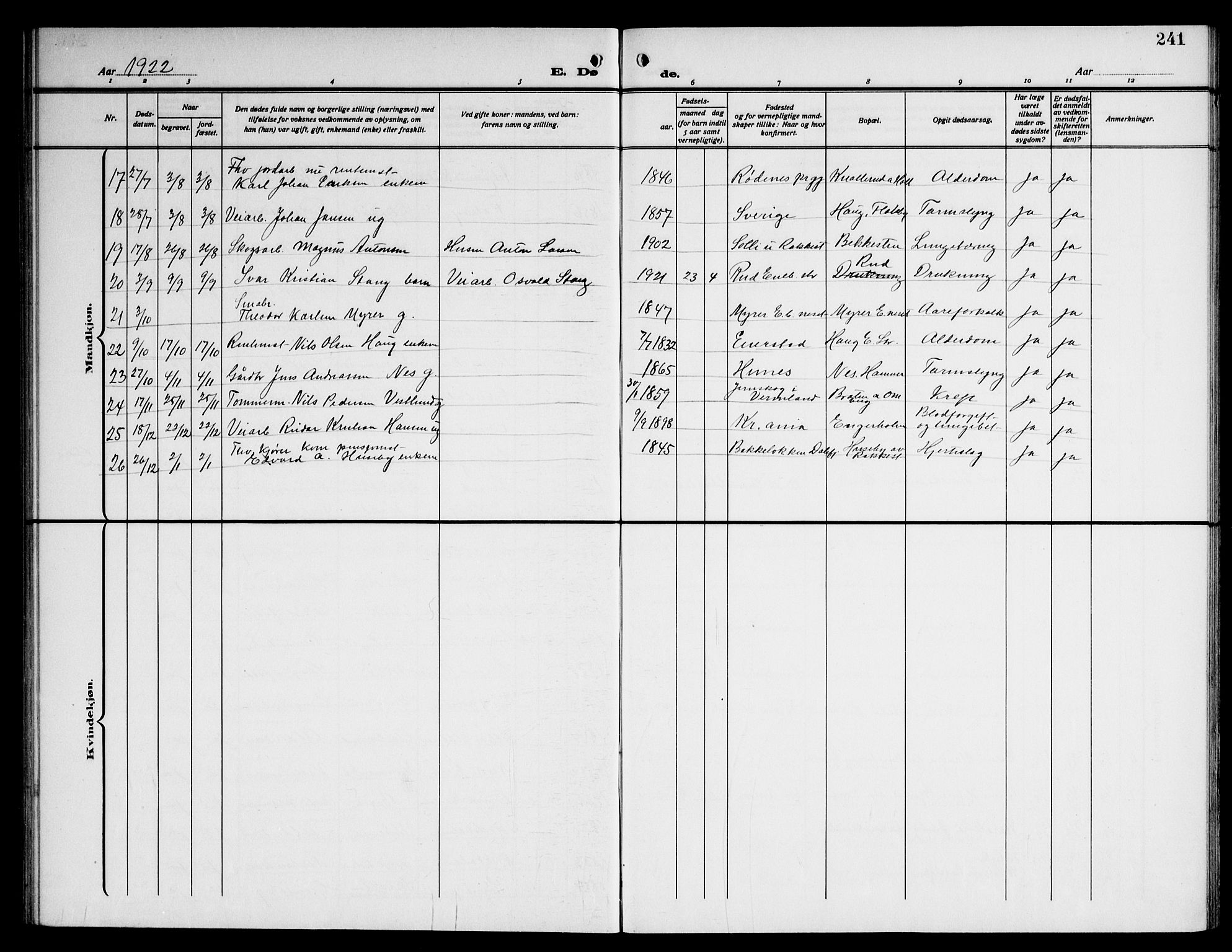 Enebakk prestekontor Kirkebøker, AV/SAO-A-10171c/G/Ga/L0007: Parish register (copy) no. I 7, 1911-1949, p. 241