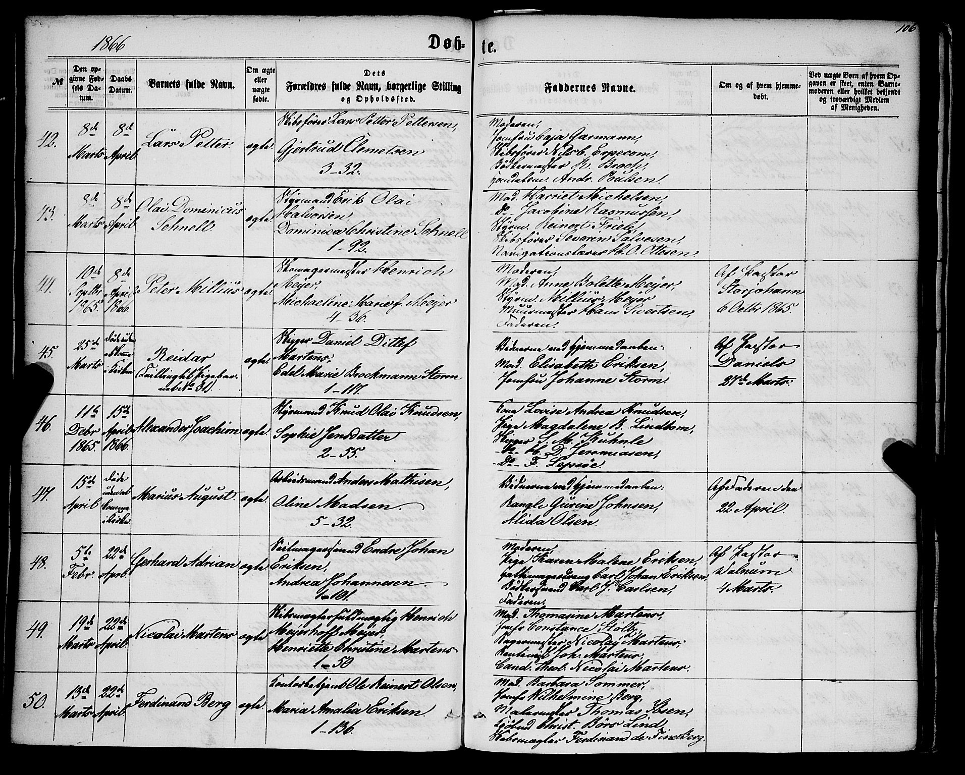 Nykirken Sokneprestembete, SAB/A-77101/H/Haa/L0015: Parish register (official) no. B 2, 1858-1869, p. 106