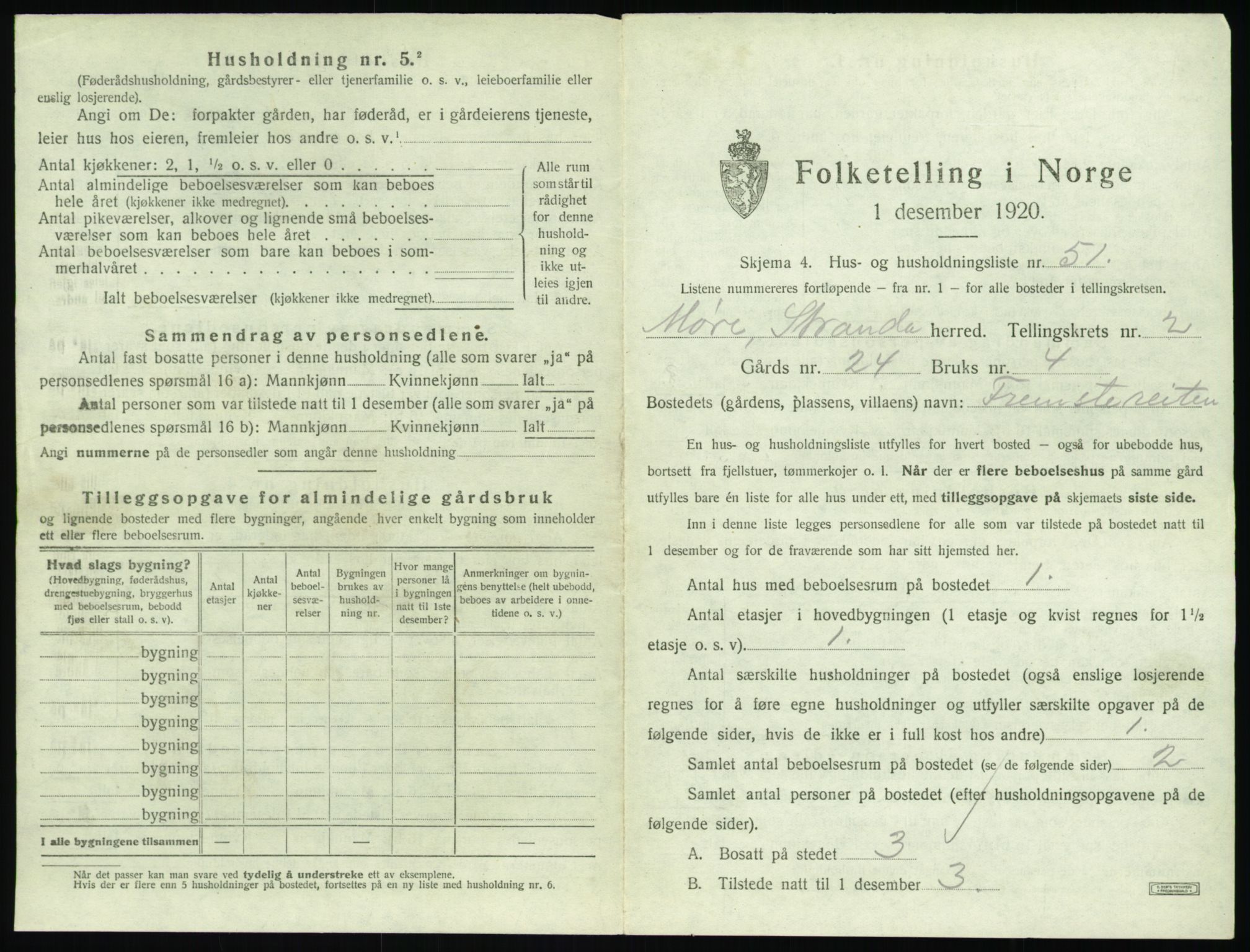 SAT, 1920 census for Stranda, 1920, p. 191