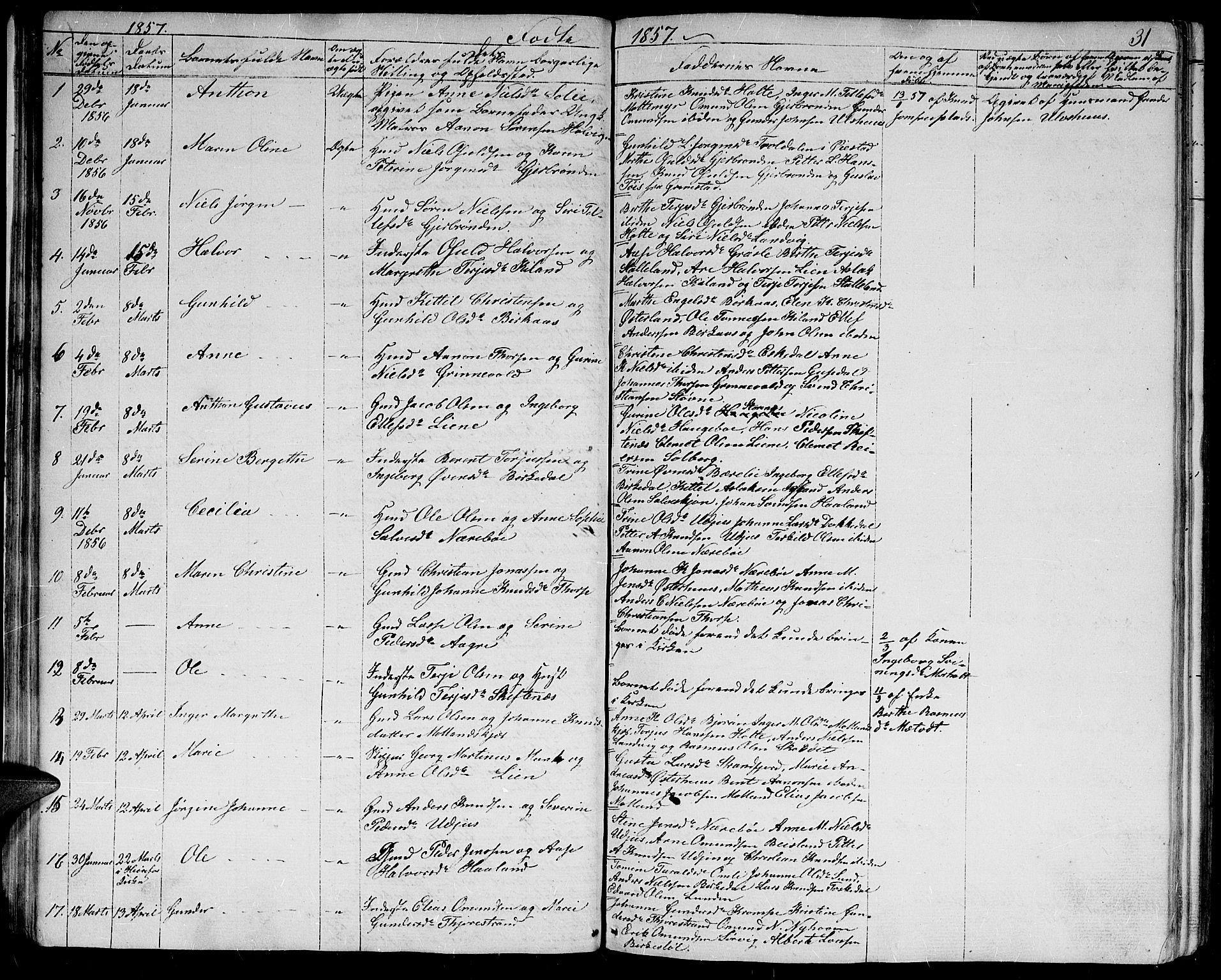 Hommedal sokneprestkontor, AV/SAK-1111-0023/F/Fb/Fbb/L0005: Parish register (copy) no. B 5, 1850-1869, p. 31