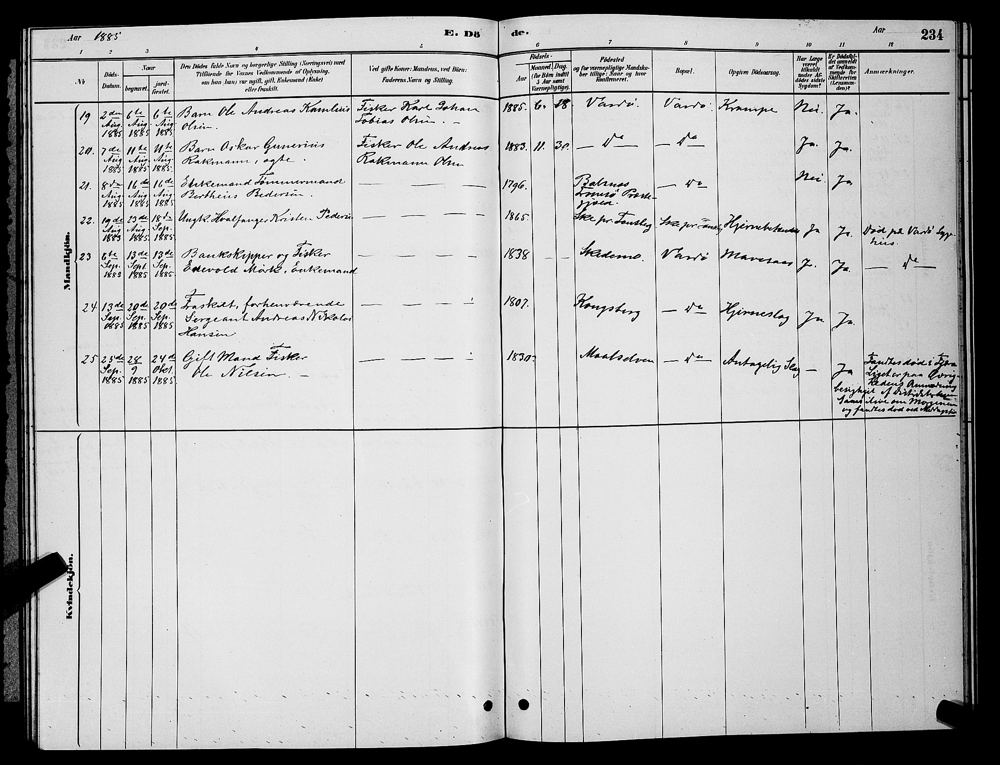 Vardø sokneprestkontor, AV/SATØ-S-1332/H/Hb/L0004klokker: Parish register (copy) no. 4, 1879-1887, p. 234