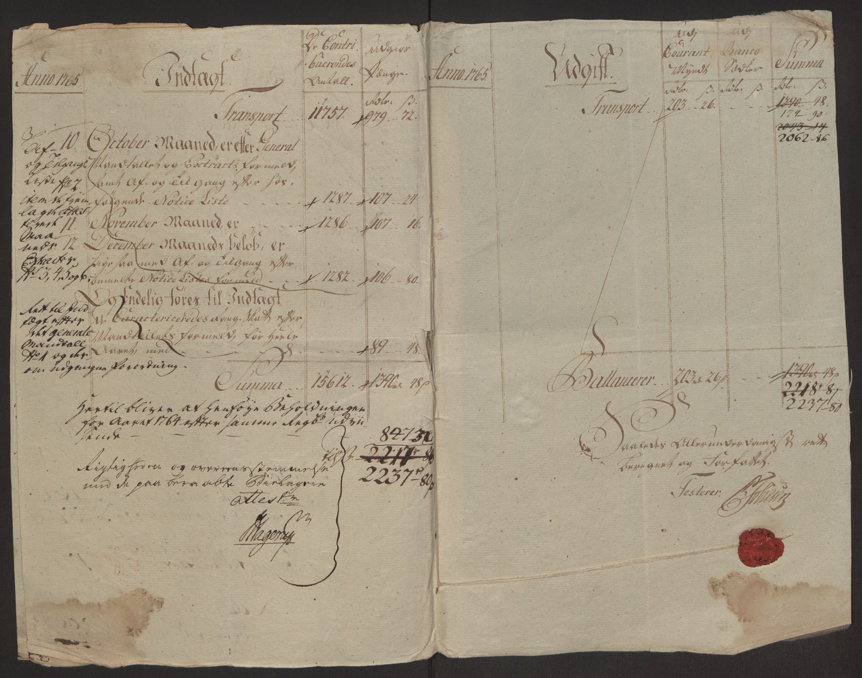 Rentekammeret inntil 1814, Reviderte regnskaper, Byregnskaper, AV/RA-EA-4066/R/Ro/L0305/0001: [O6] Kontribusjonsregnskap / Ekstraskatt, 1762-1768, p. 80