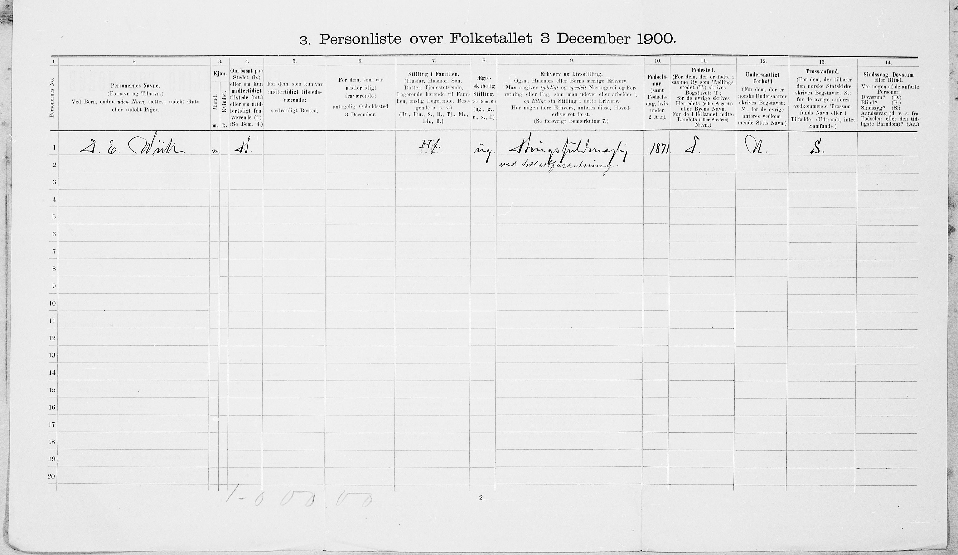 SAT, 1900 census for Namsos, 1900, p. 831