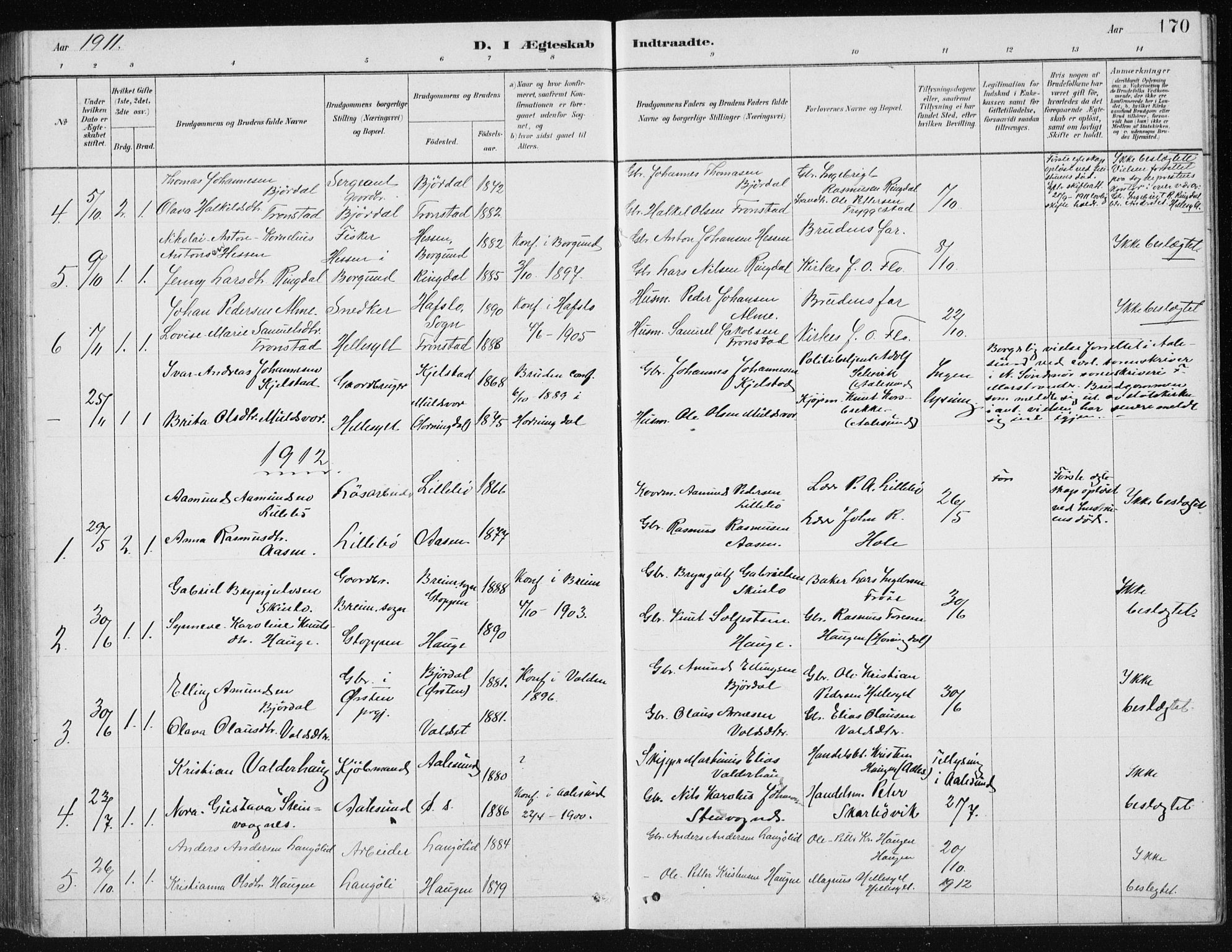 Ministerialprotokoller, klokkerbøker og fødselsregistre - Møre og Romsdal, SAT/A-1454/517/L0230: Parish register (copy) no. 517C03, 1879-1912, p. 170
