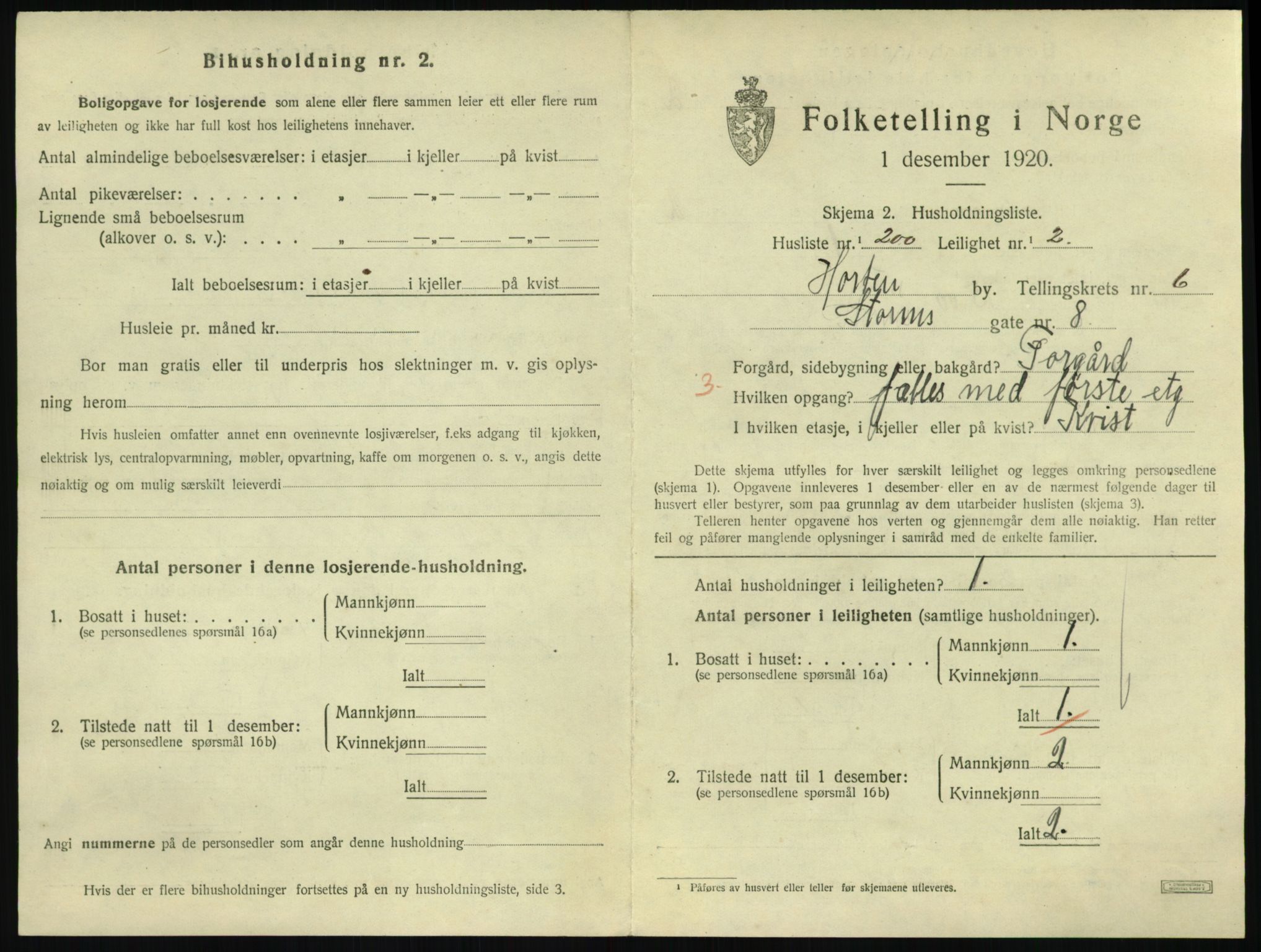 SAKO, 1920 census for Horten, 1920, p. 7163