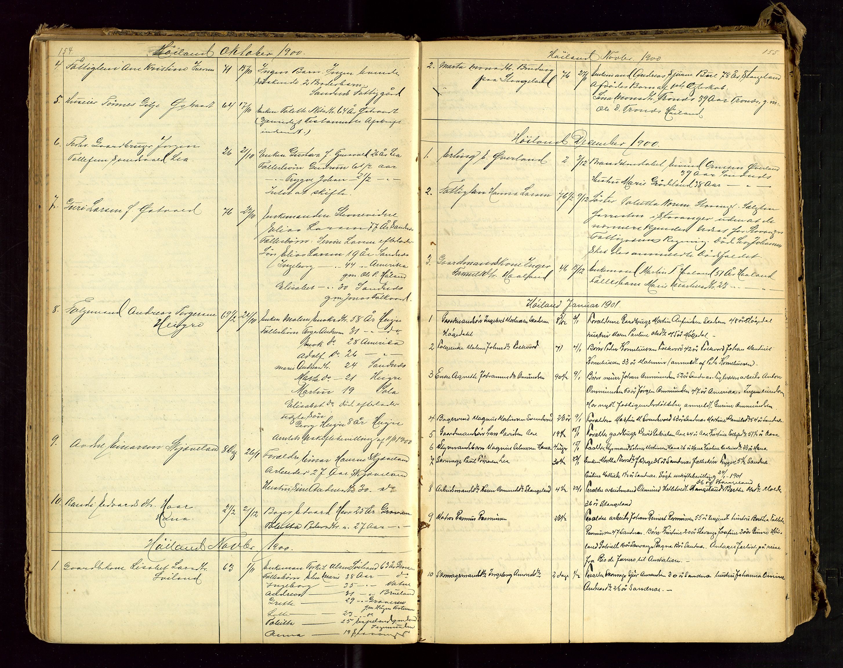 Jæren sorenskriveri, AV/SAST-A-100310/01/5/52/52B/L0002: DØDSFALLPROTOKOLL, 1896-1910, p. 154-155