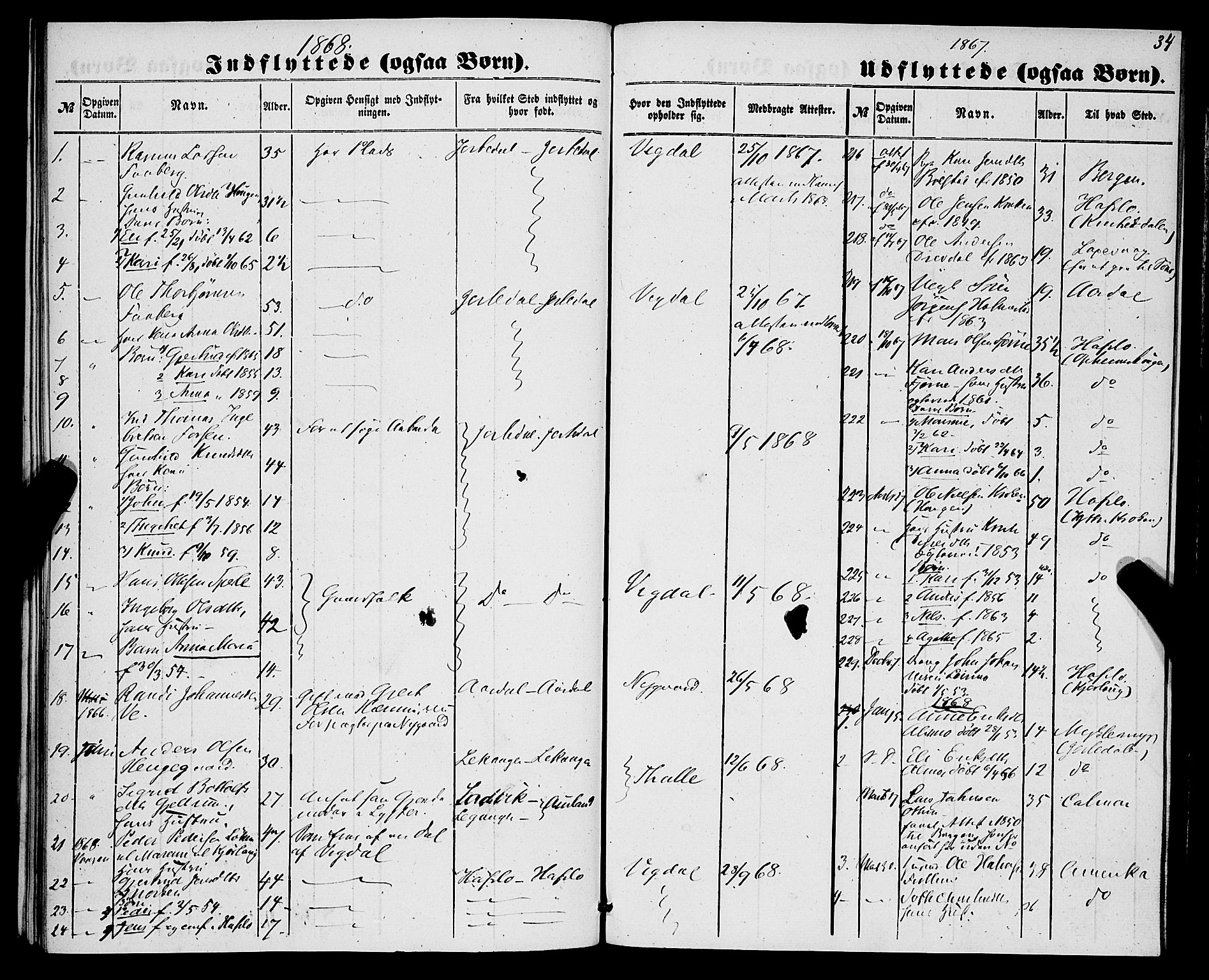 Luster sokneprestembete, SAB/A-81101/H/Haa/Haaa/L0009: Parish register (official) no. A 9, 1856-1871, p. 34