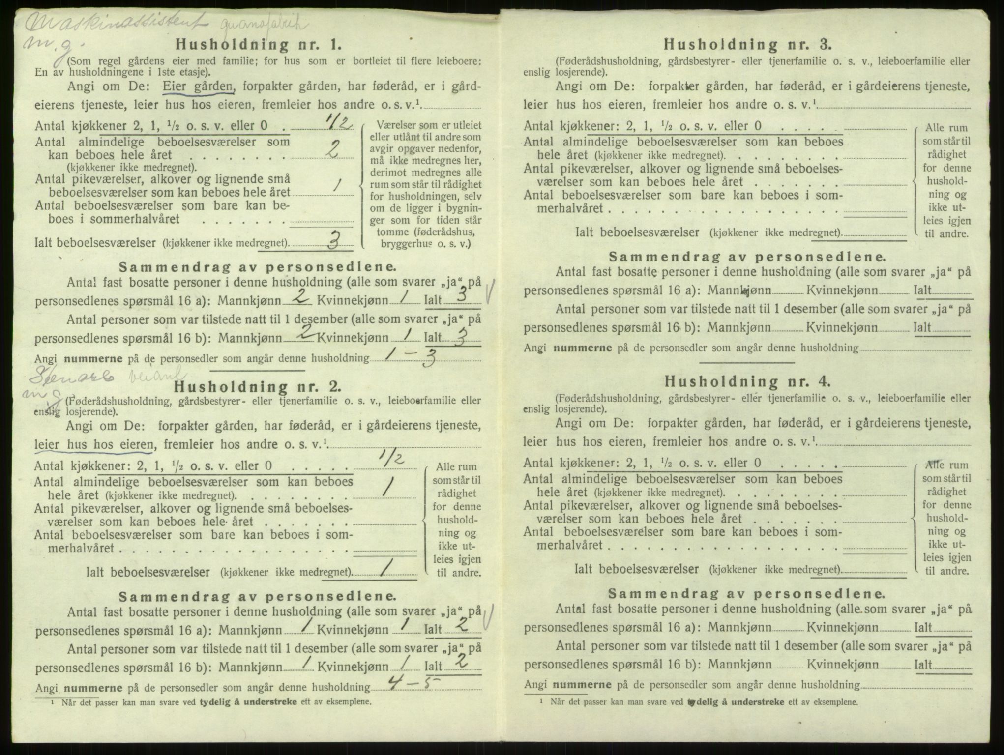 SAB, 1920 census for Hosanger, 1920, p. 487