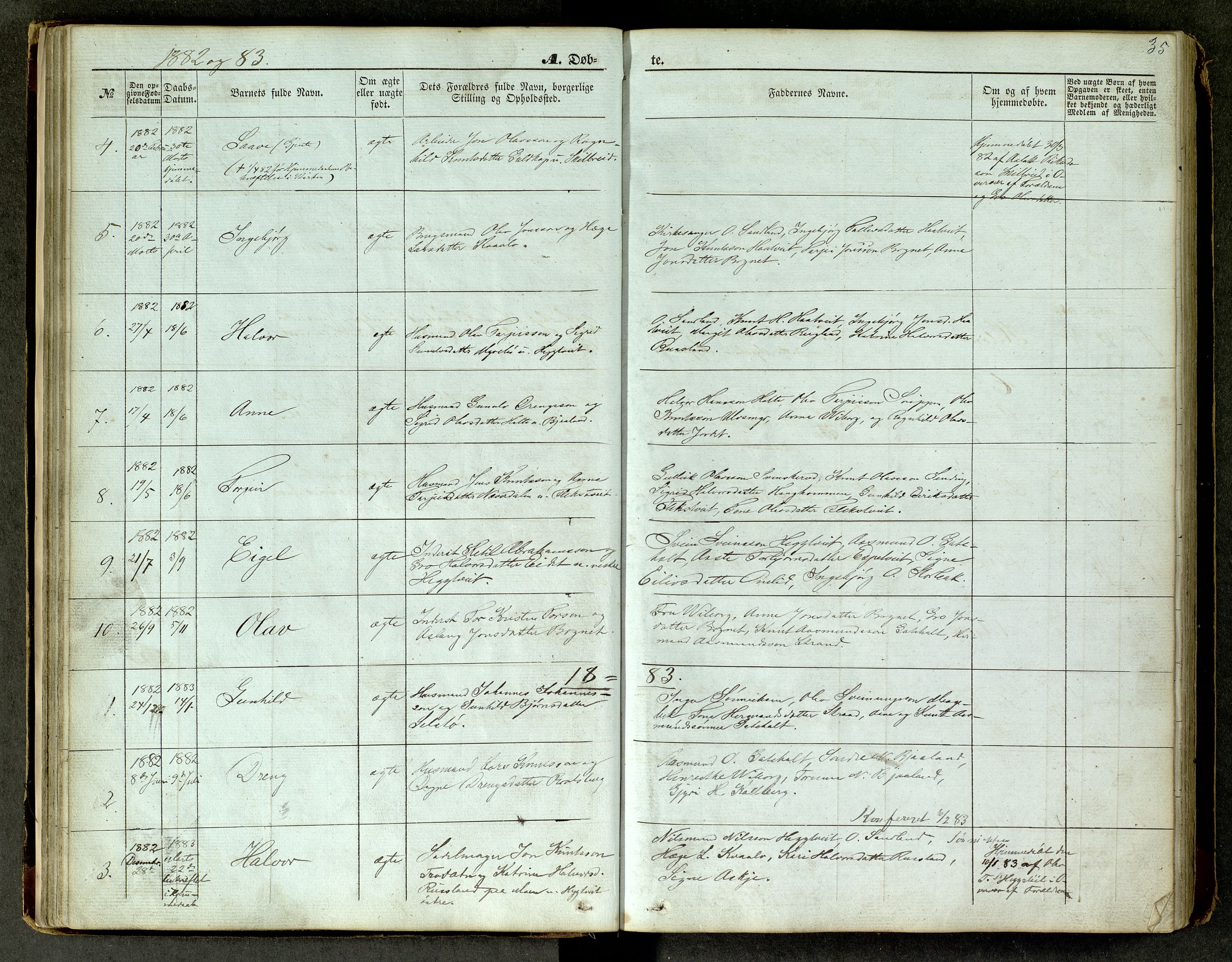 Lårdal kirkebøker, AV/SAKO-A-284/G/Ga/L0002: Parish register (copy) no. I 2, 1861-1890, p. 35