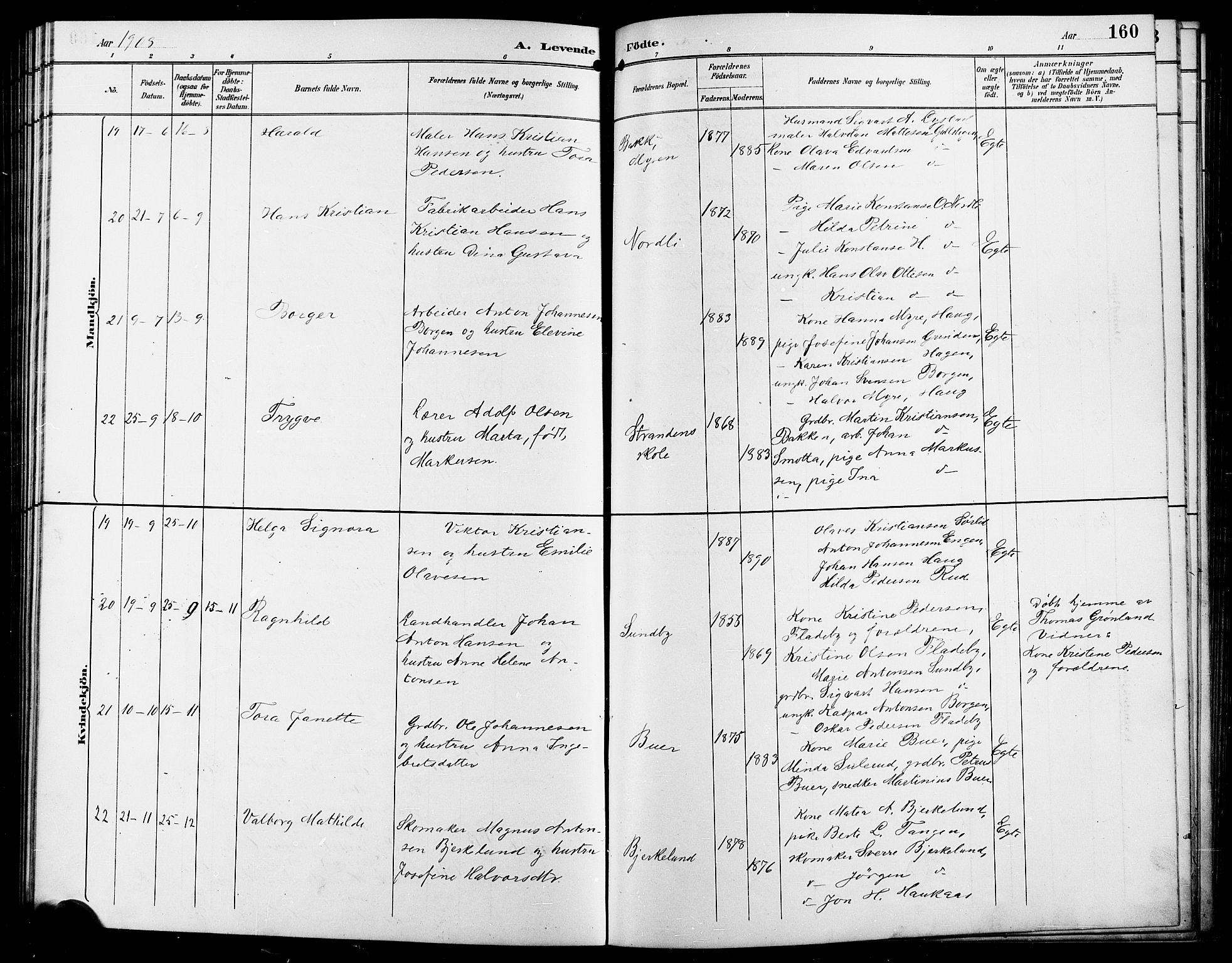Enebakk prestekontor Kirkebøker, SAO/A-10171c/G/Ga/L0006: Parish register (copy) no. I 6, 1889-1911, p. 160