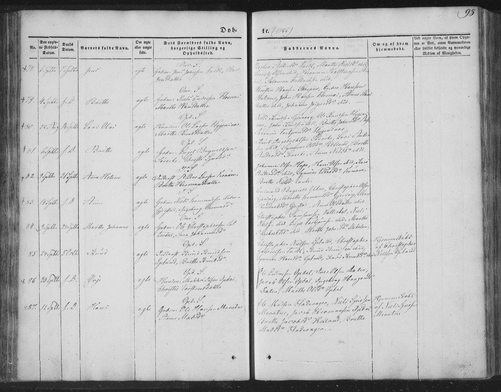 Tysnes sokneprestembete, AV/SAB-A-78601/H/Haa: Parish register (official) no. A 10, 1848-1859, p. 98