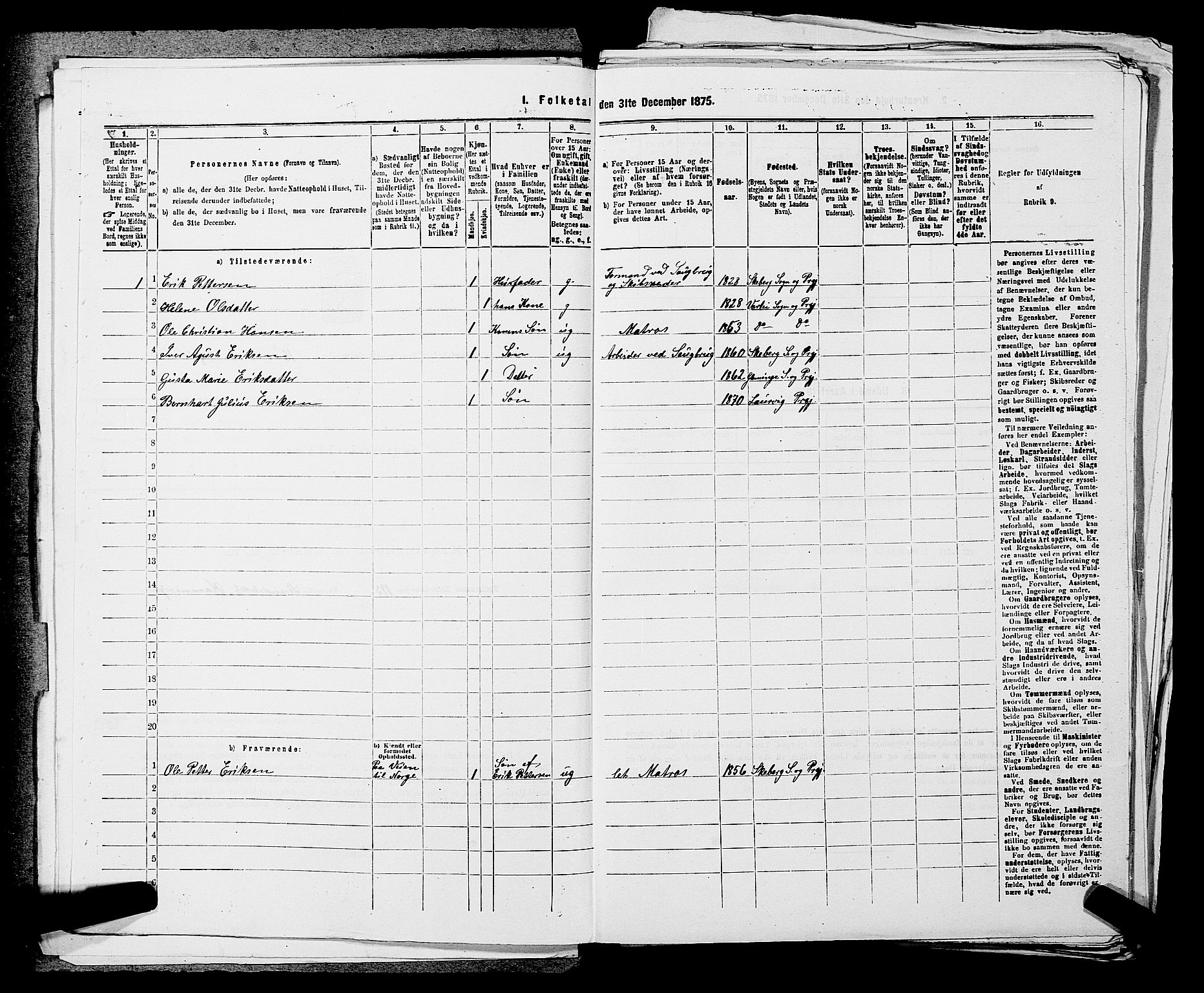 SAKO, 1875 census for 0816P Sannidal, 1875, p. 1231