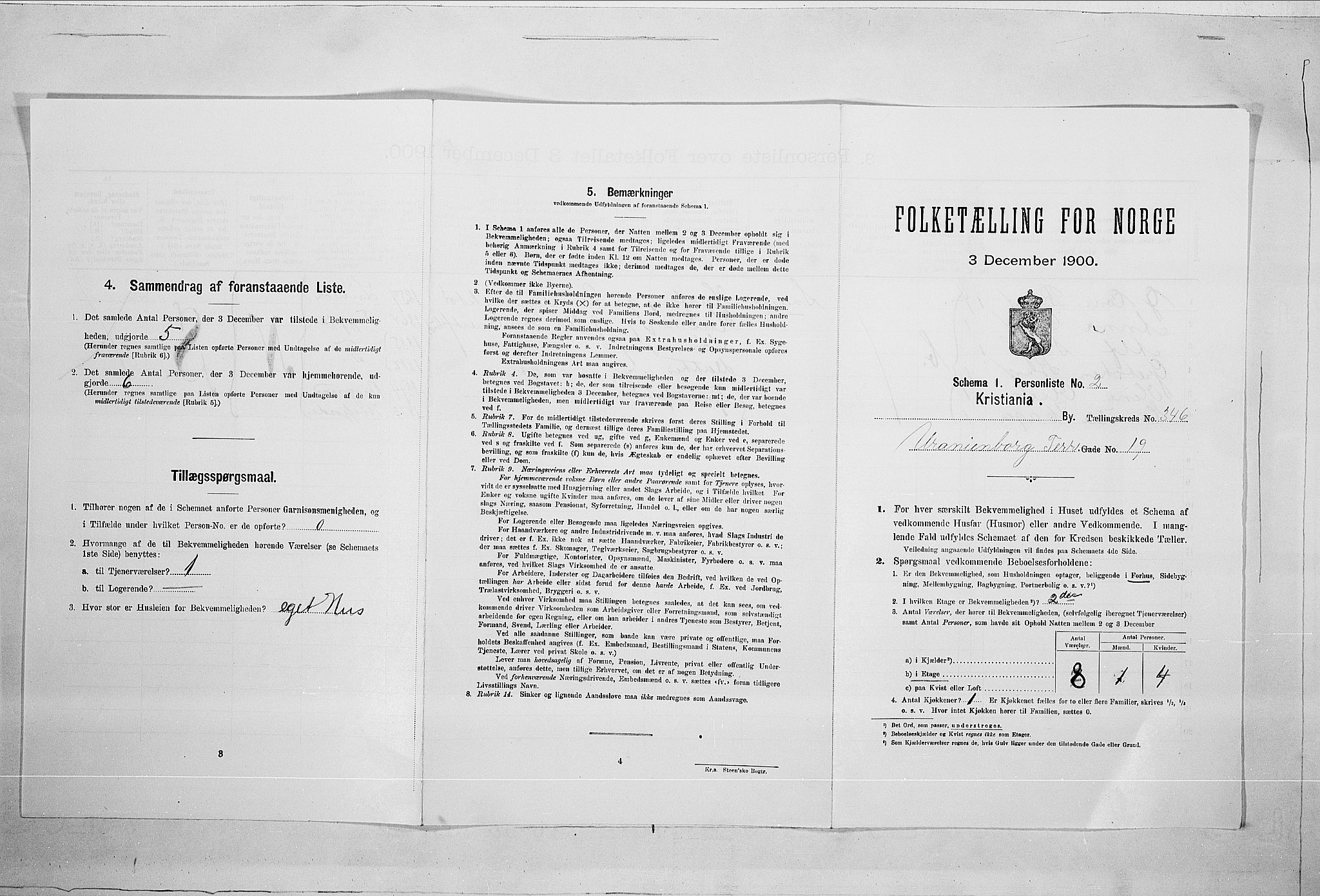 SAO, 1900 census for Kristiania, 1900, p. 108102