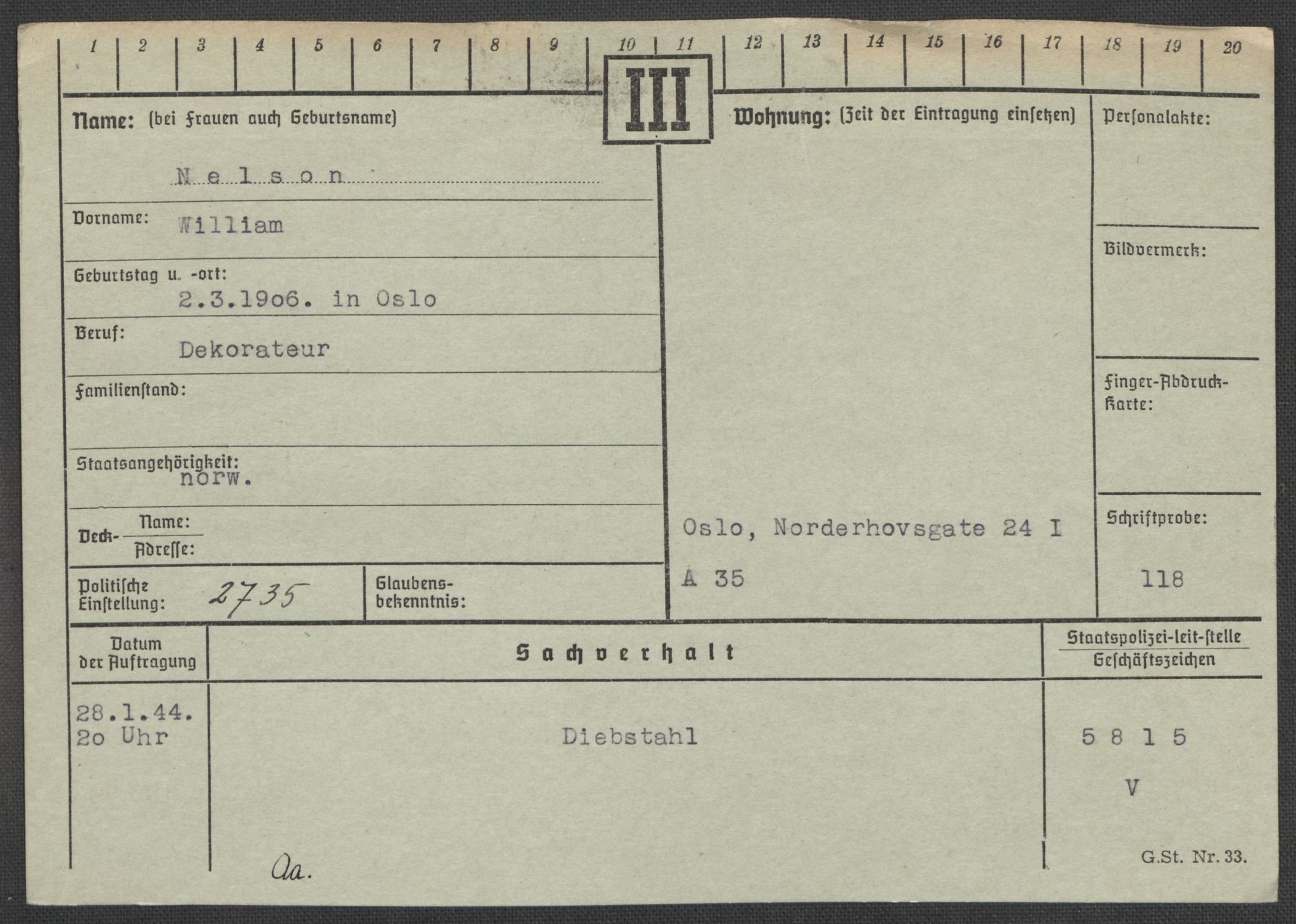 Befehlshaber der Sicherheitspolizei und des SD, RA/RAFA-5969/E/Ea/Eaa/L0007: Register over norske fanger i Møllergata 19: Lundb-N, 1940-1945, p. 1002