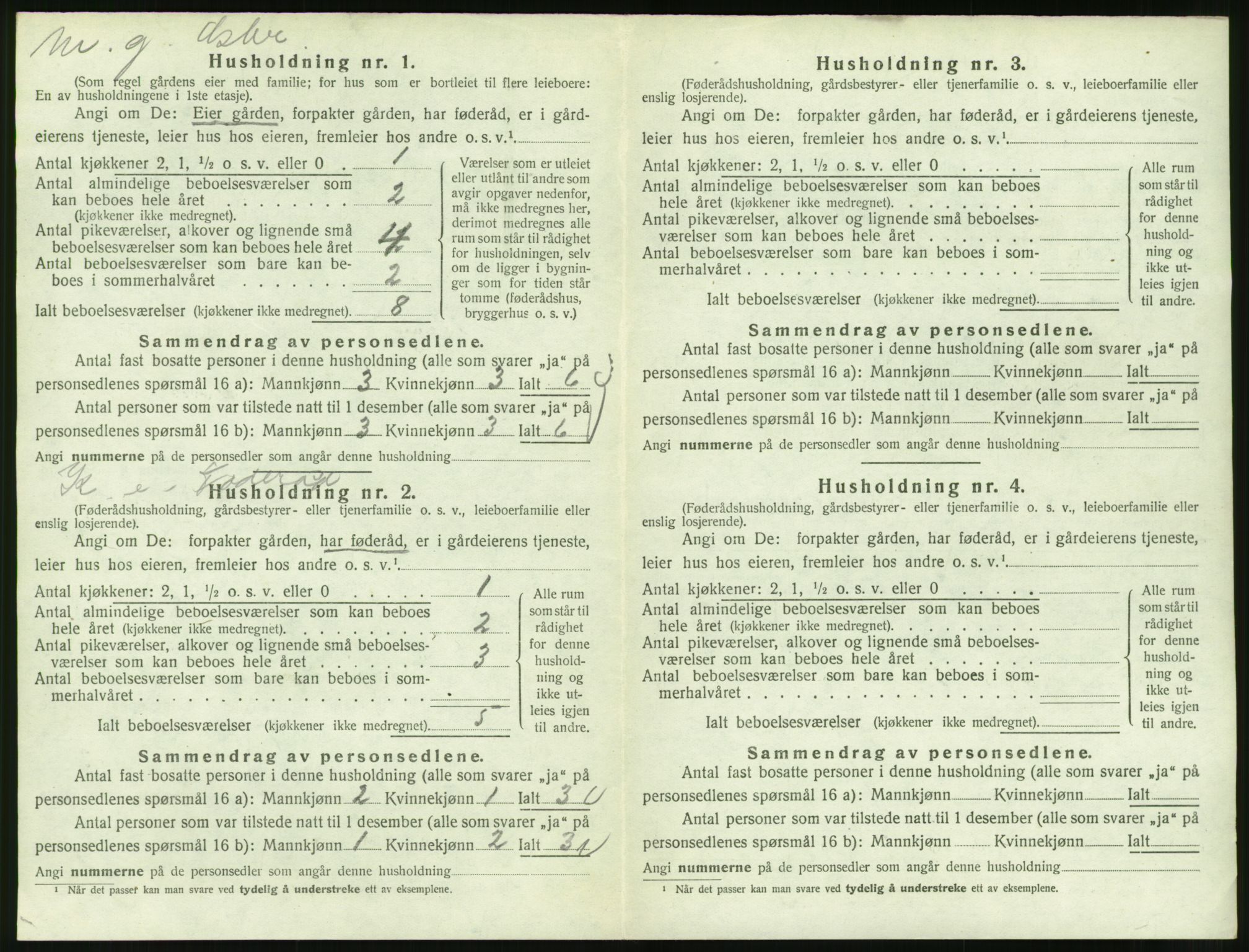 SAT, 1920 census for Veøy, 1920, p. 458