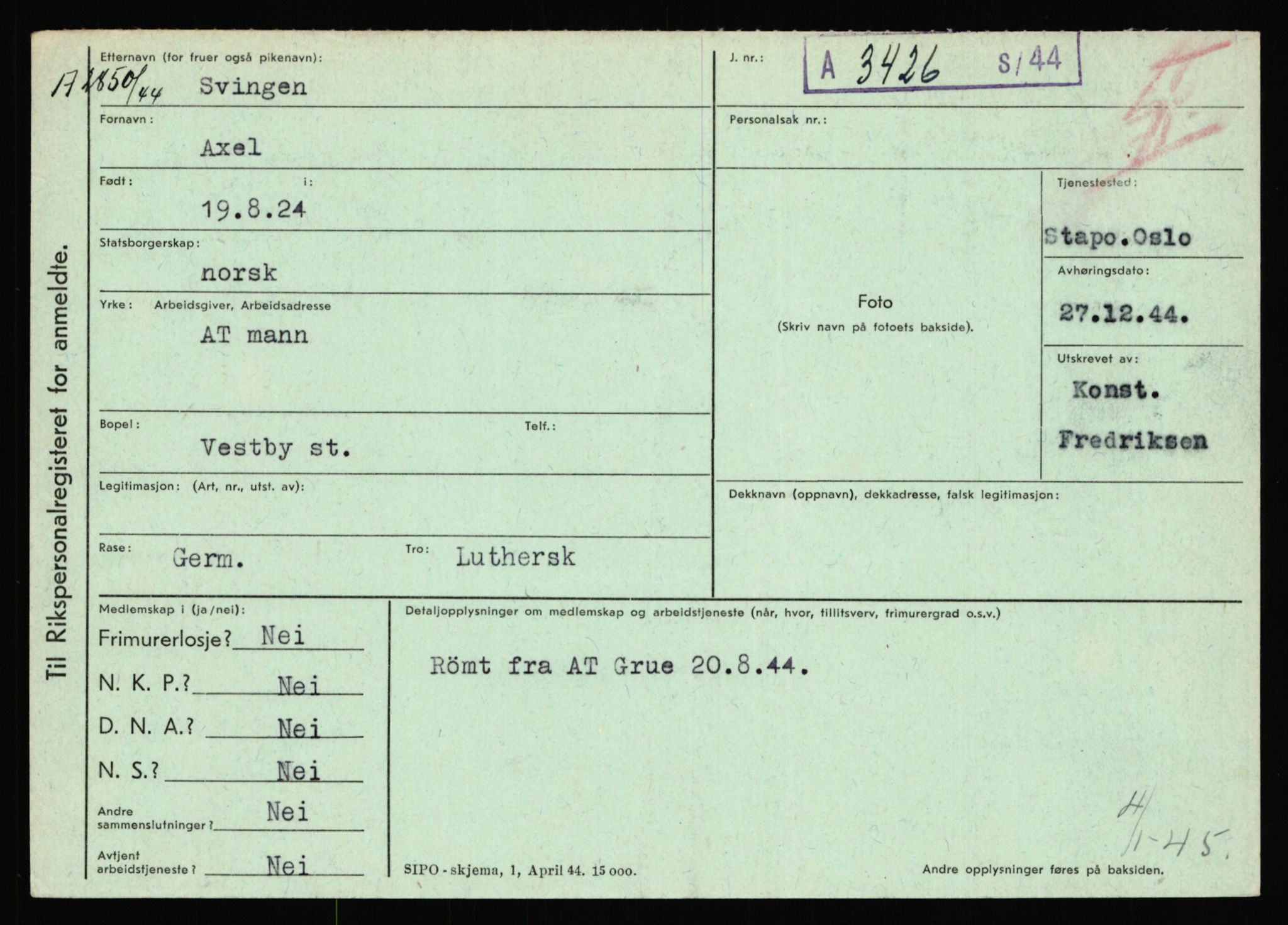 Statspolitiet - Hovedkontoret / Osloavdelingen, AV/RA-S-1329/C/Ca/L0015: Svea - Tøsse, 1943-1945, p. 597