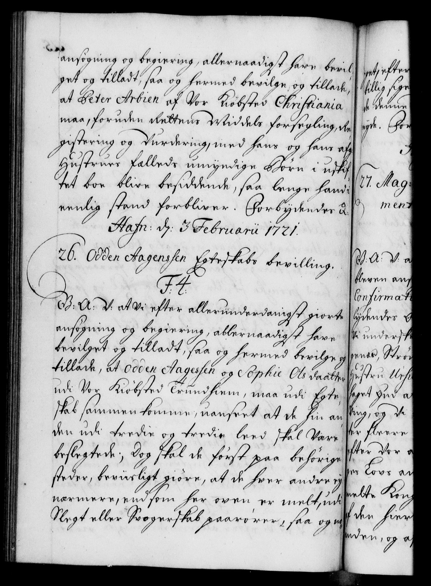 Danske Kanselli 1572-1799, AV/RA-EA-3023/F/Fc/Fca/Fcaa/L0023: Norske registre, 1720-1722, p. 225b