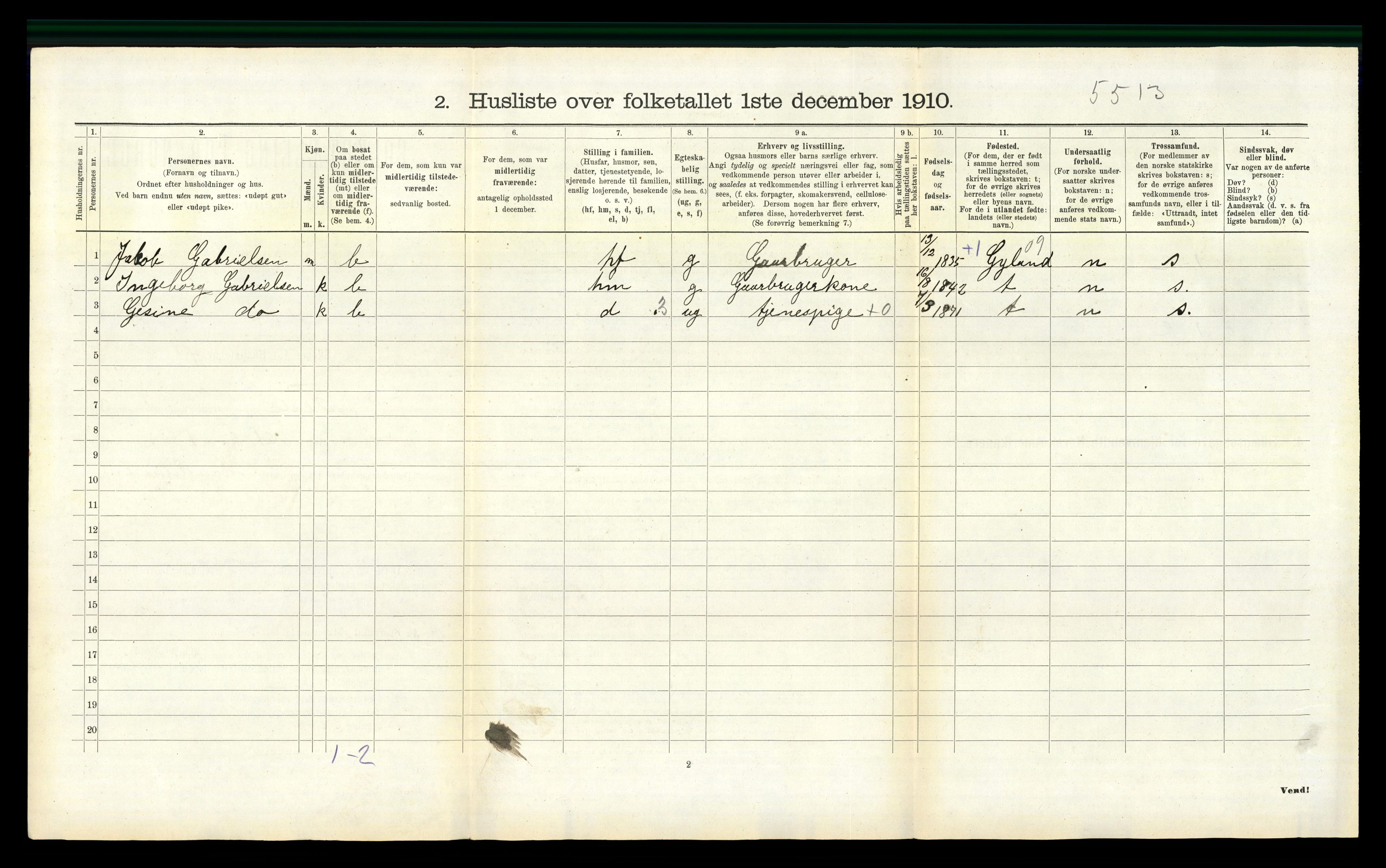 RA, 1910 census for Feda, 1910, p. 330