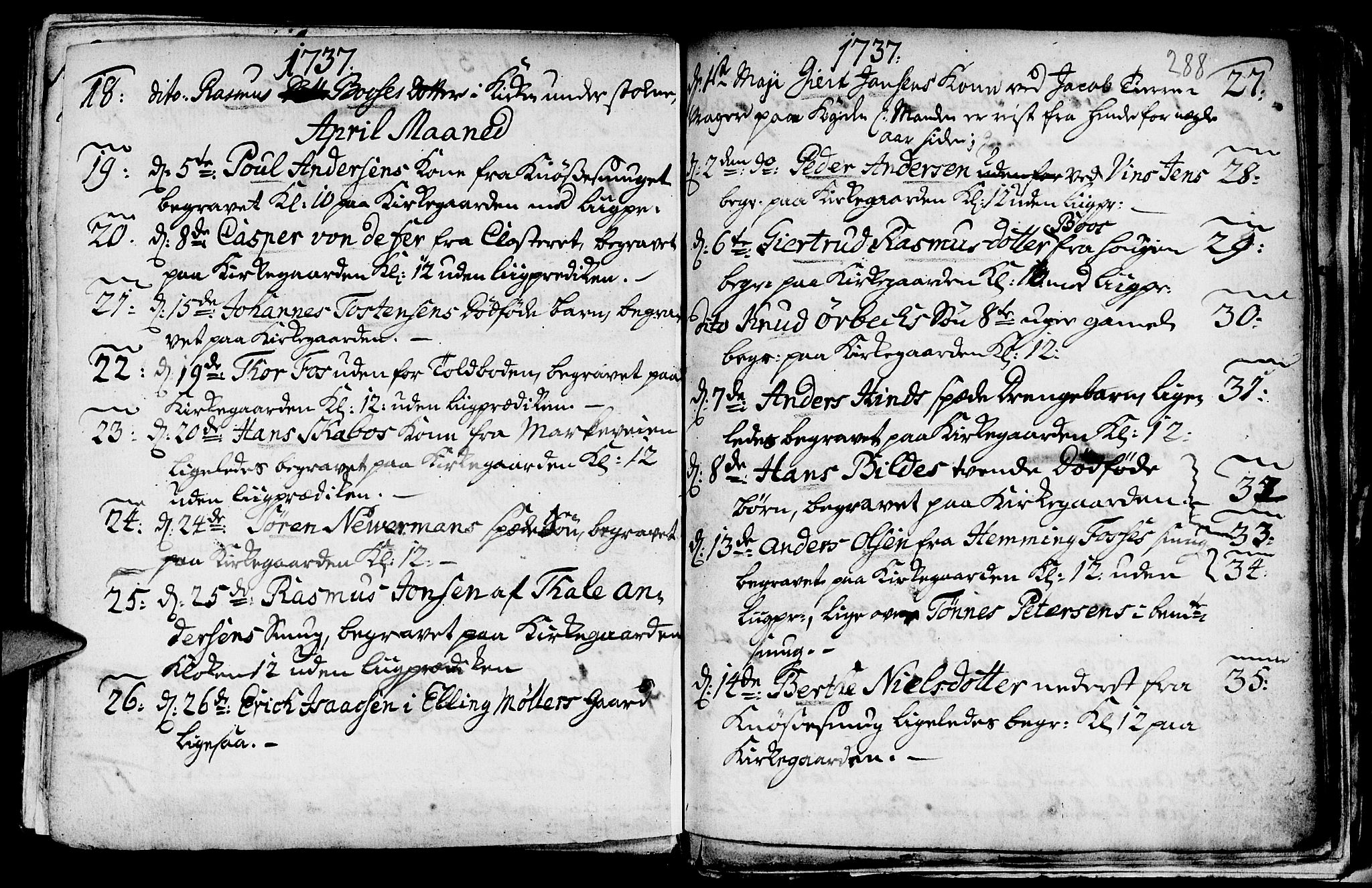Nykirken Sokneprestembete, SAB/A-77101/H/Haa/L0009: Parish register (official) no. A 9, 1689-1759, p. 288