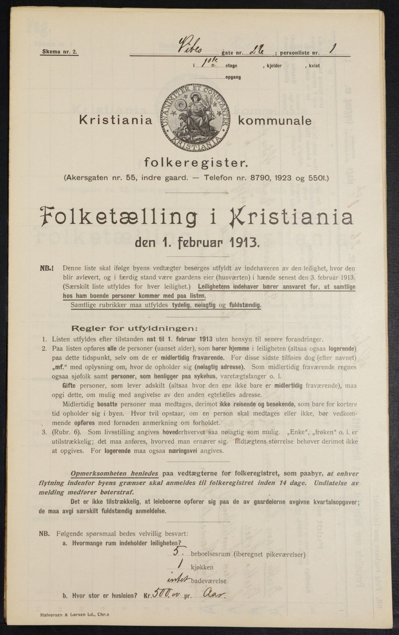 OBA, Municipal Census 1913 for Kristiania, 1913, p. 123291