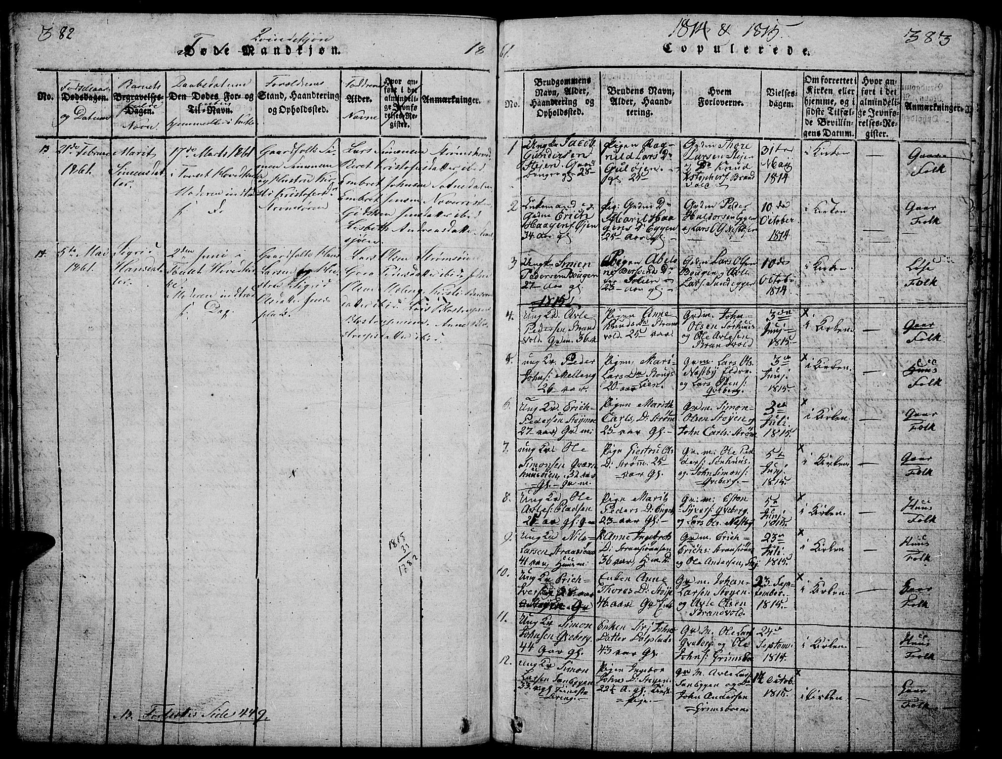 Tynset prestekontor, SAH/PREST-058/H/Ha/Hab/L0002: Parish register (copy) no. 2, 1814-1862, p. 382-383
