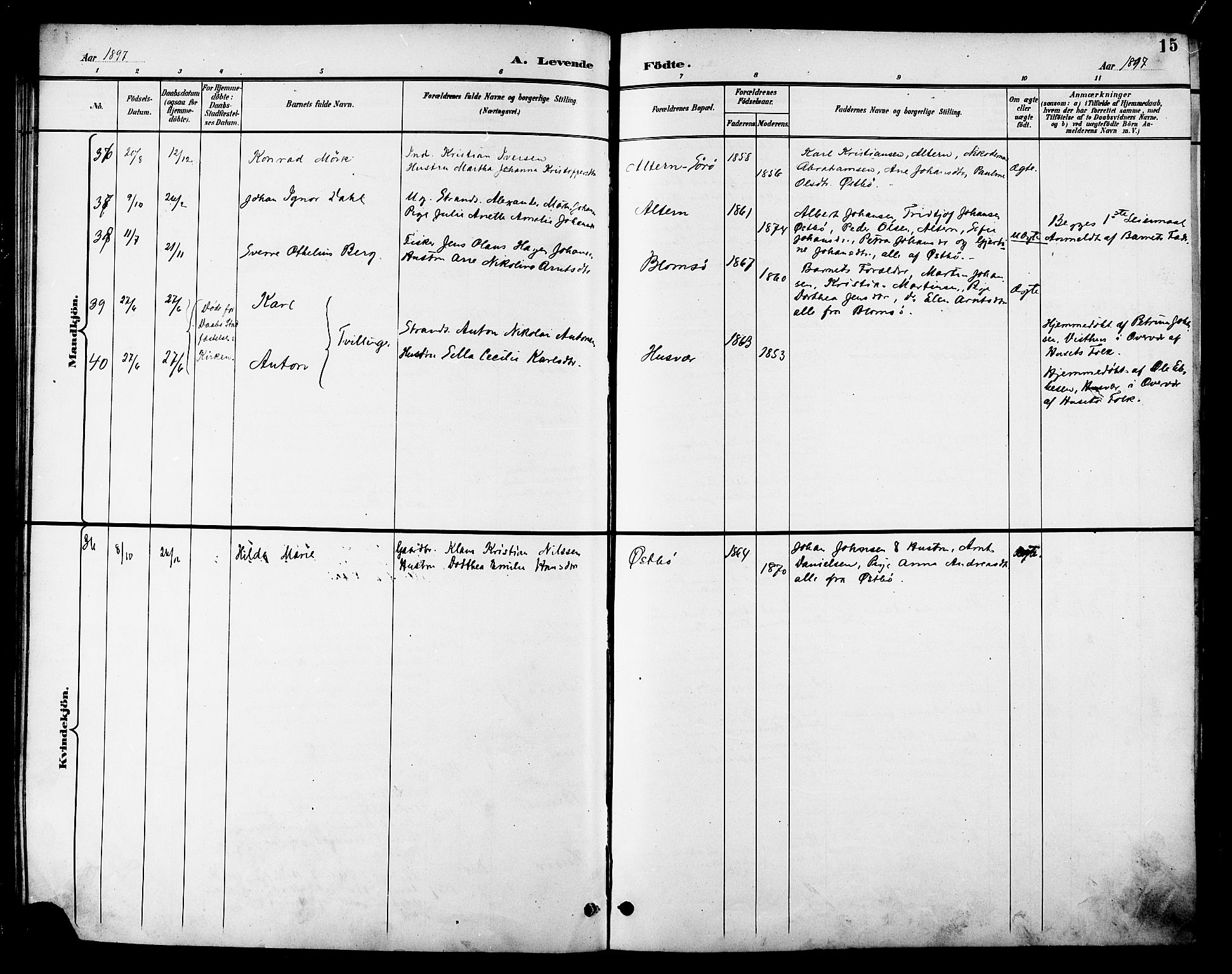 Ministerialprotokoller, klokkerbøker og fødselsregistre - Nordland, AV/SAT-A-1459/830/L0463: Parish register (copy) no. 830C05, 1895-1906, p. 15