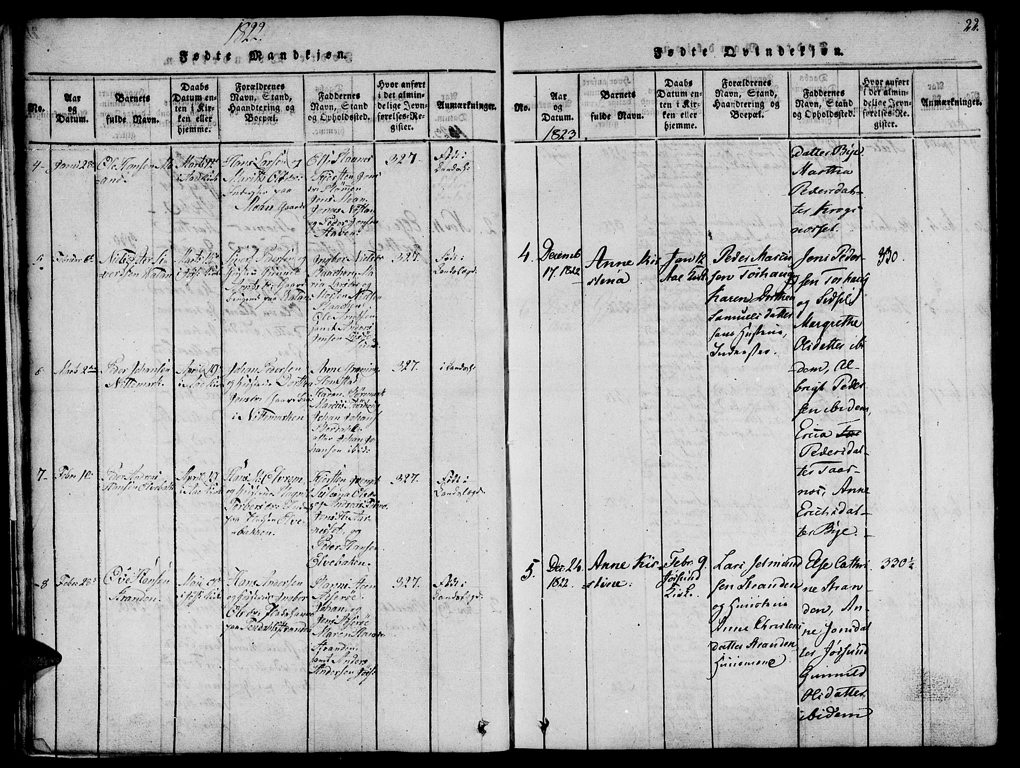 Ministerialprotokoller, klokkerbøker og fødselsregistre - Sør-Trøndelag, AV/SAT-A-1456/655/L0675: Parish register (official) no. 655A04, 1818-1830, p. 22