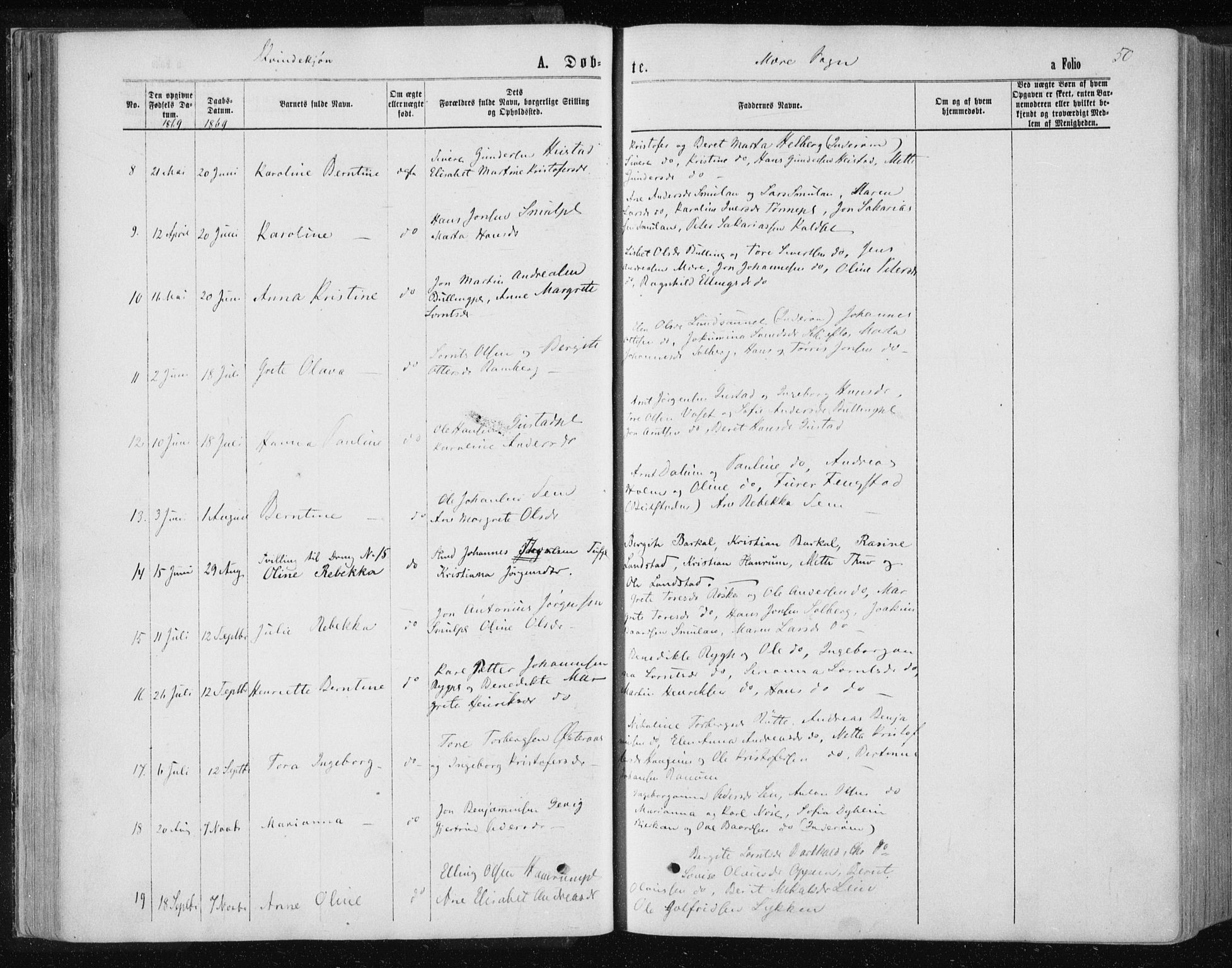 Ministerialprotokoller, klokkerbøker og fødselsregistre - Nord-Trøndelag, SAT/A-1458/735/L0345: Parish register (official) no. 735A08 /1, 1863-1872, p. 50