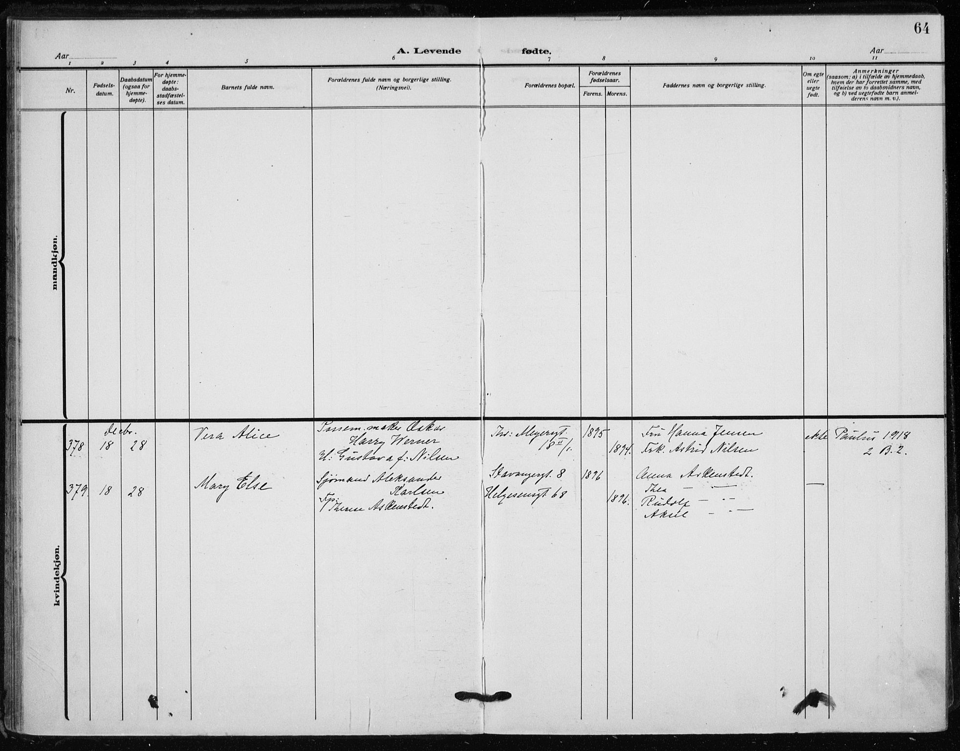 Rikshospitalet prestekontor Kirkebøker, AV/SAO-A-10309b/F/L0017: Parish register (official) no. 17, 1919-1922, p. 64