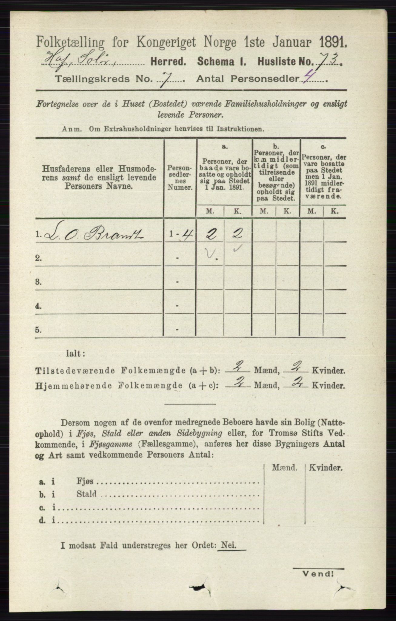 RA, 1891 census for 0424 Hof, 1891, p. 2719