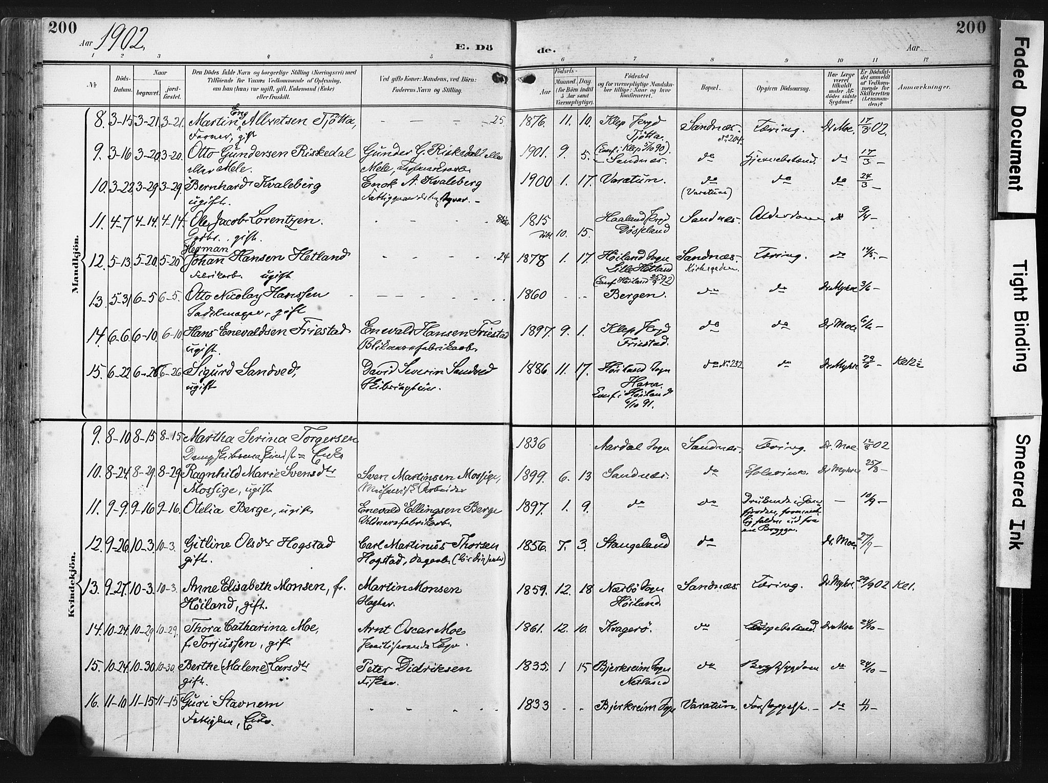 Høyland sokneprestkontor, SAST/A-101799/001/30BA/L0016: Parish register (official) no. A 16, 1899-1911, p. 200